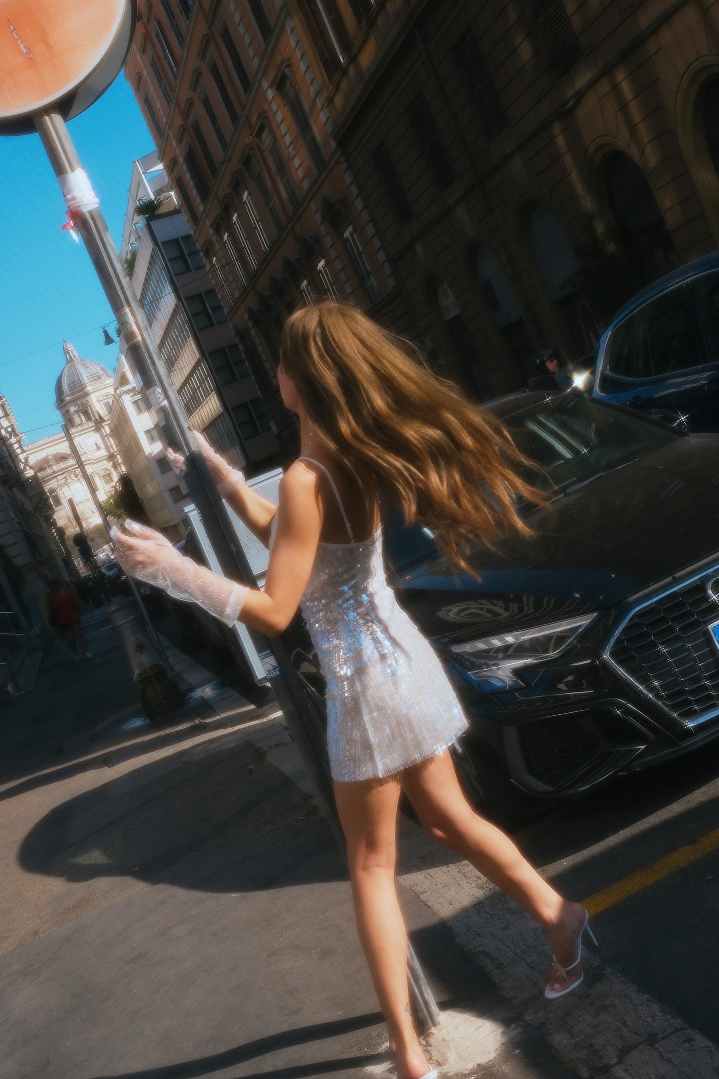 MINPURA White Roma Pearl Patchwork Sequined Strapless Mini Dress