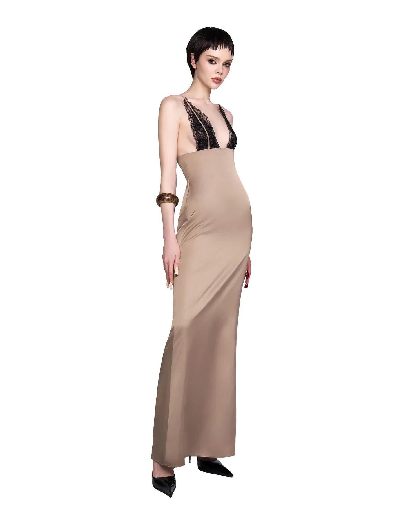 LSOUL BLACK& NUDE GAGA MAXI DRESS