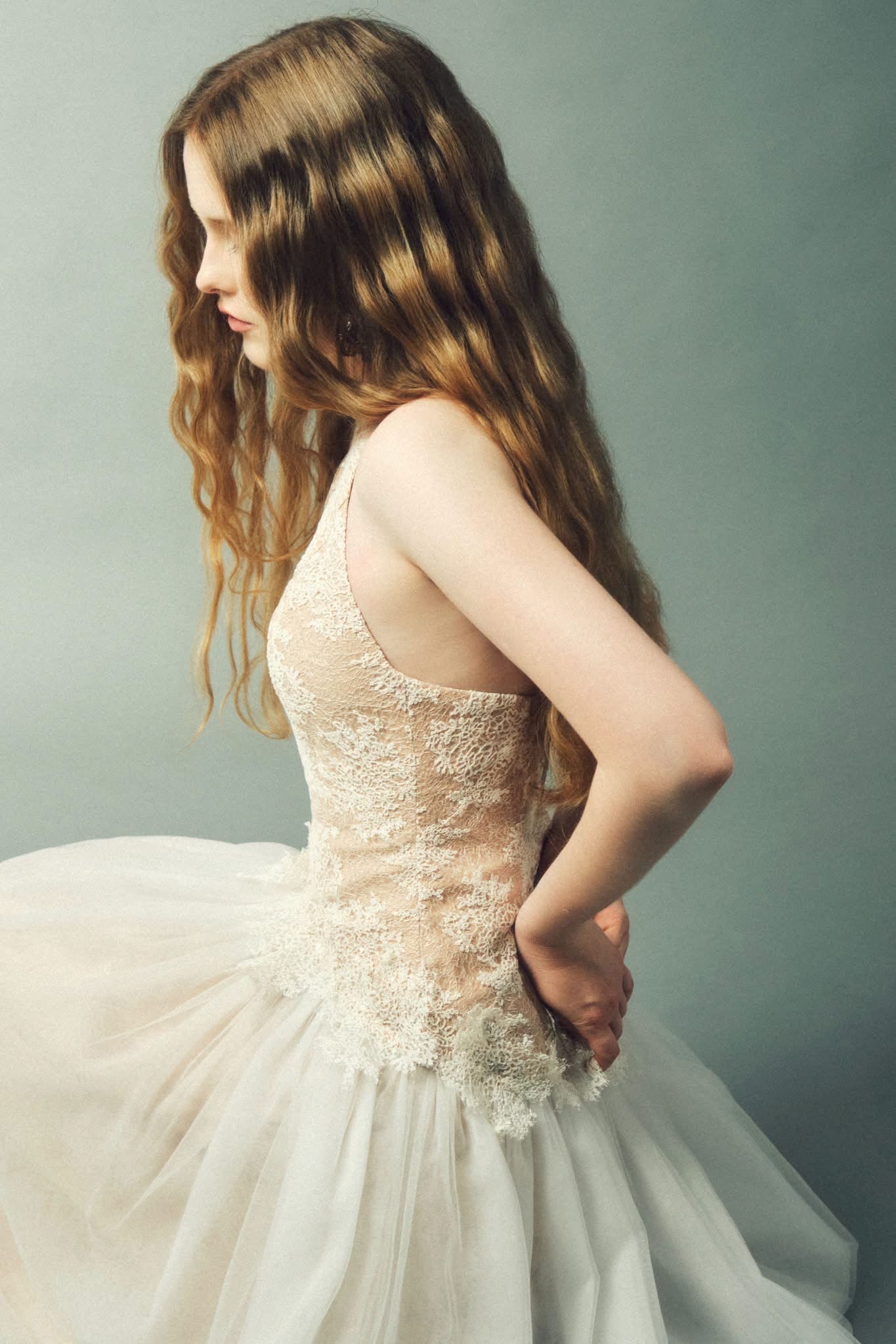 DELICIAE Cream Lace V-neck Camilla Maxi Dress