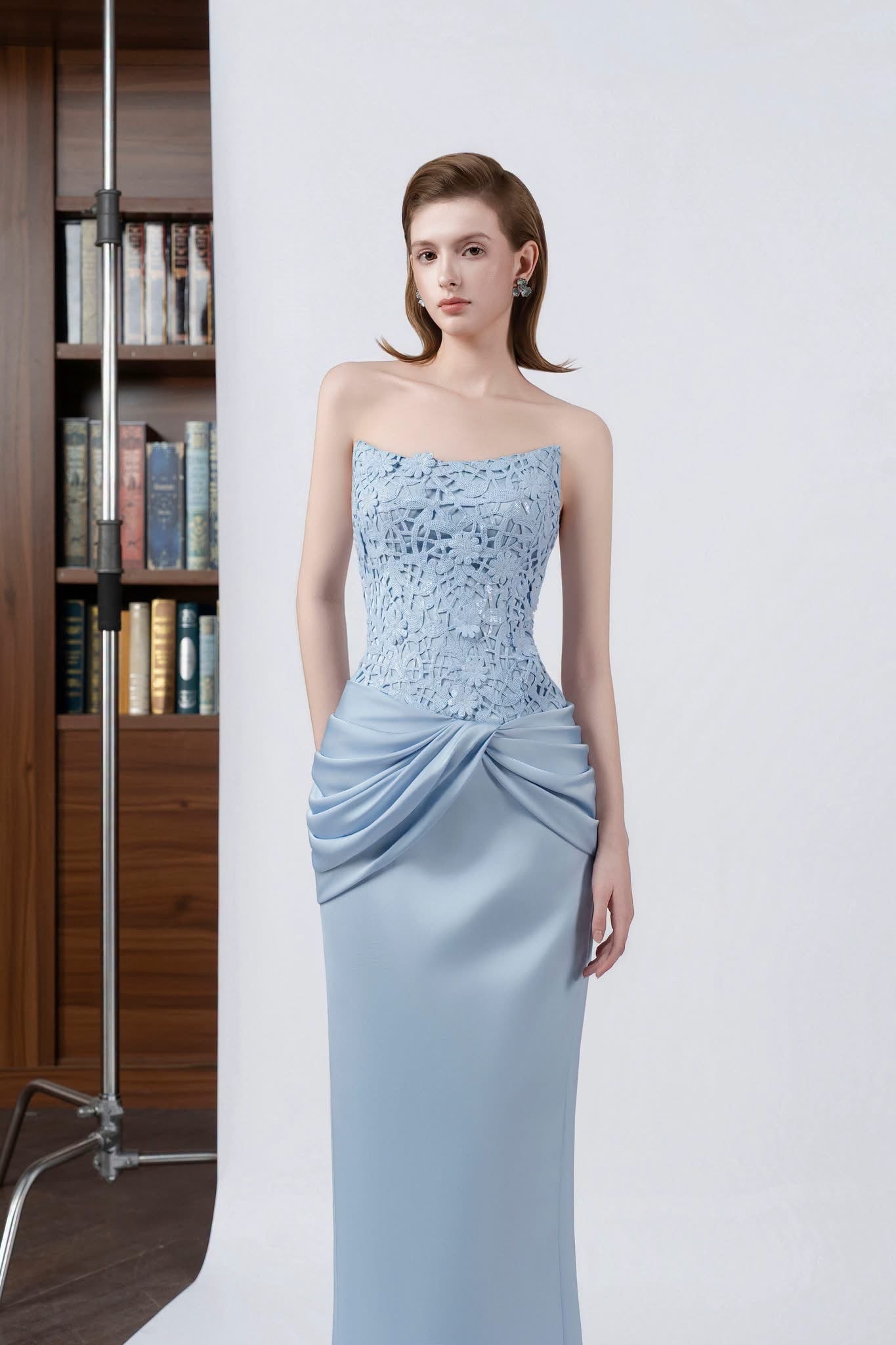 DETHEIA Elegant Vintage Blue Anneliese Pencil Maxi Dress