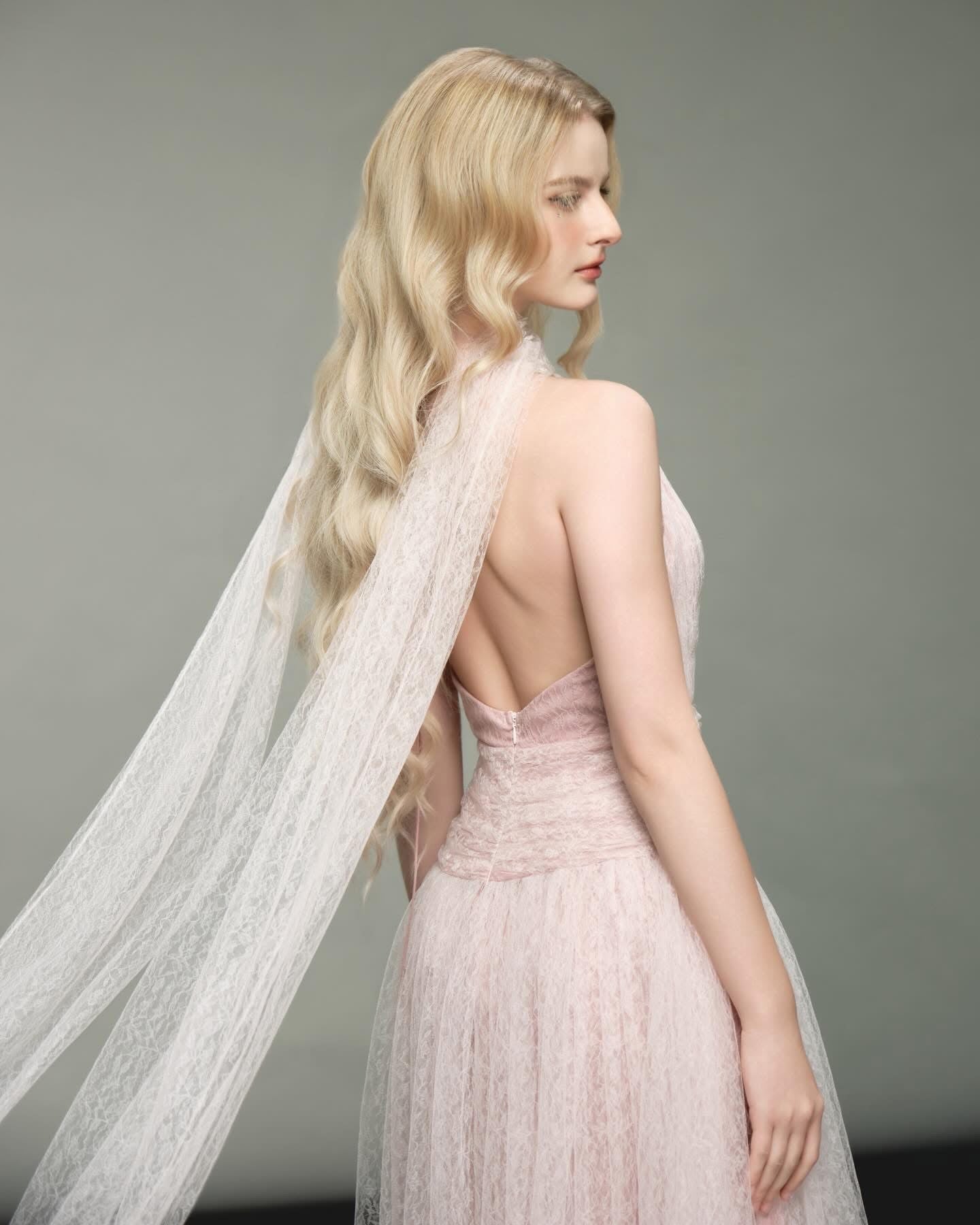 DELICIAE Pink Minimalist Josephine Maxi Dress