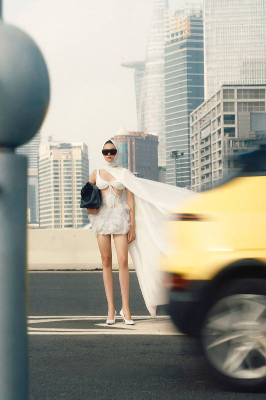 MAEL FEMME White Florella Mini Dress & Shawl