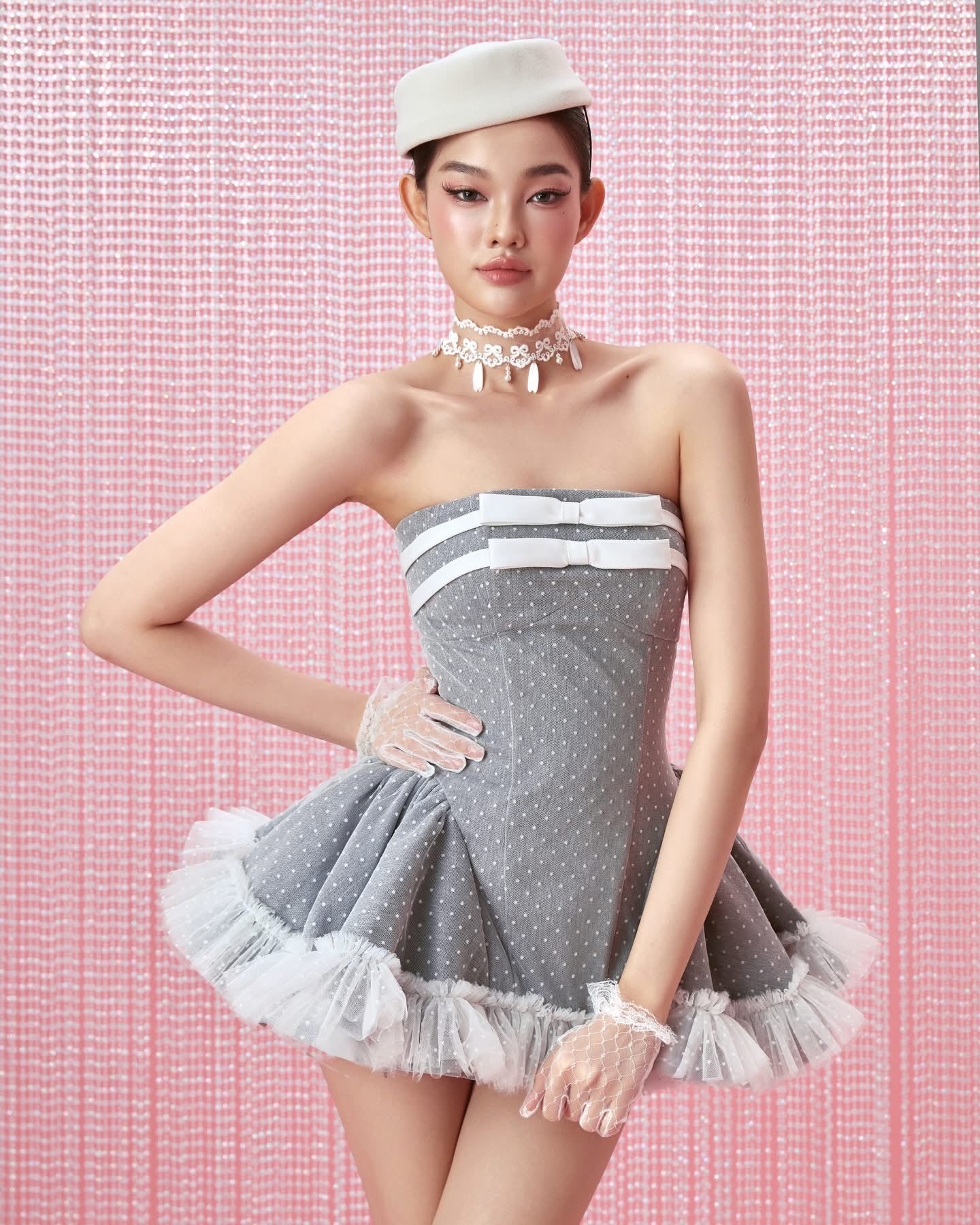 LANE CI Grey Sexy Vacation Bubbly Mini Dress