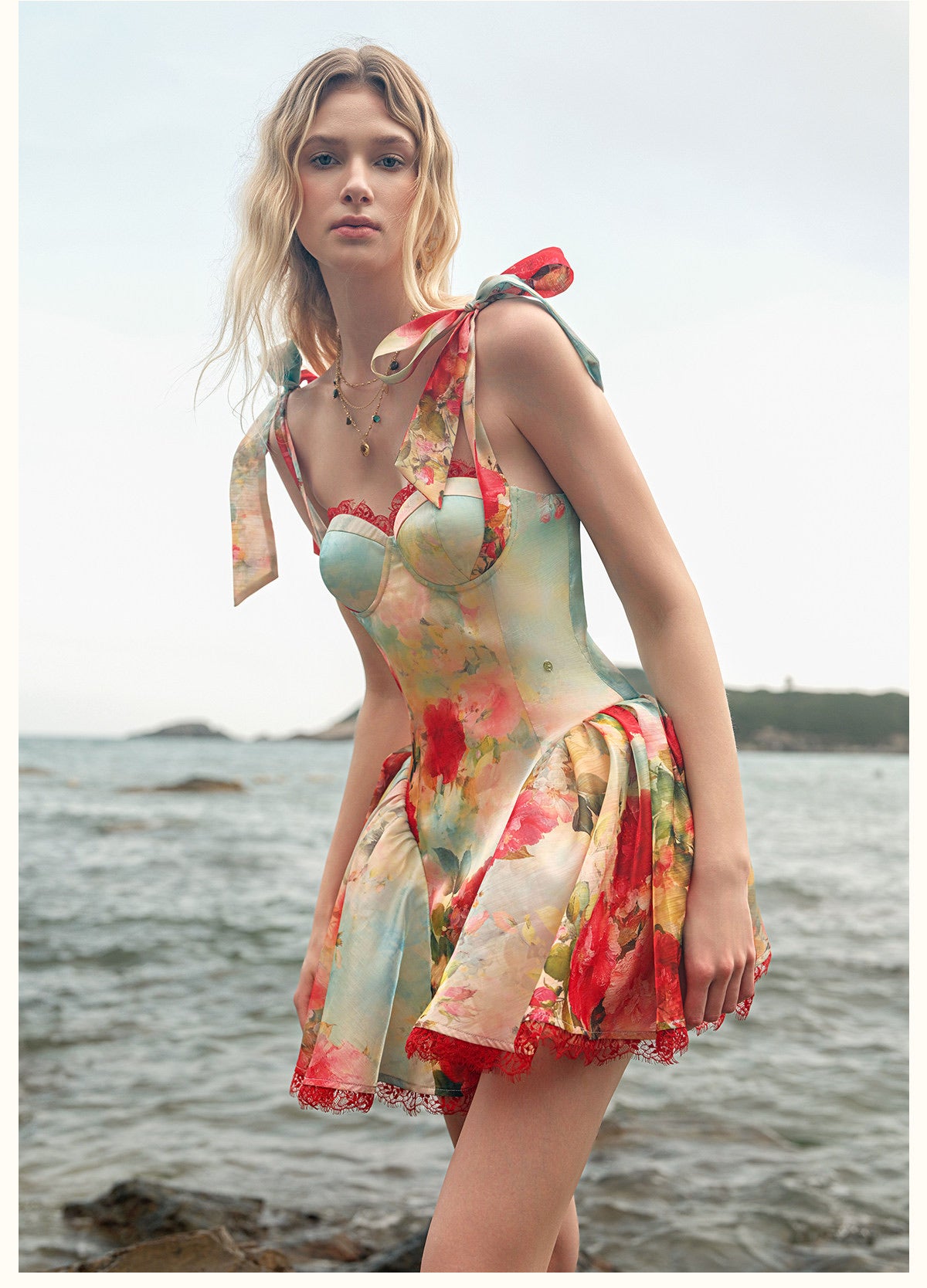 Sheerluck Elegant Vacation Blue Fiorina Mini Dress