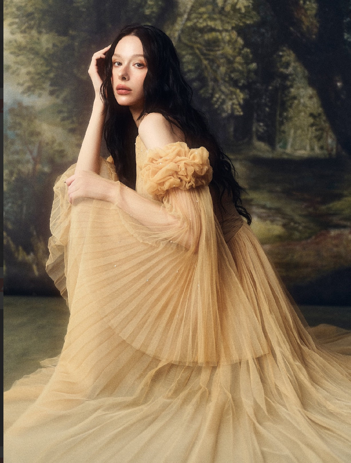 LINHPHUNG Yellow Pleated Heliora Maxi Dress