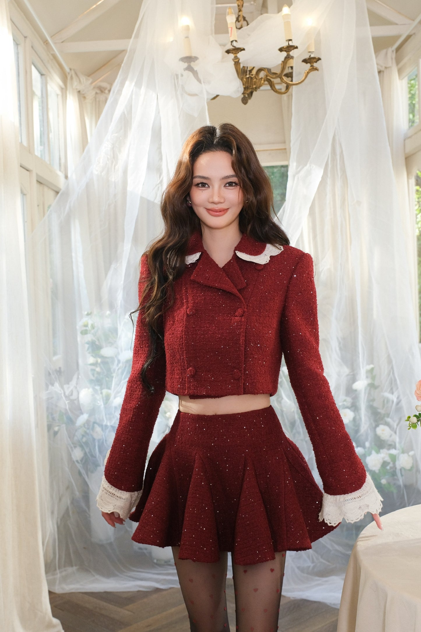 MASION WESTER Red Tweed Jacket & Skirt