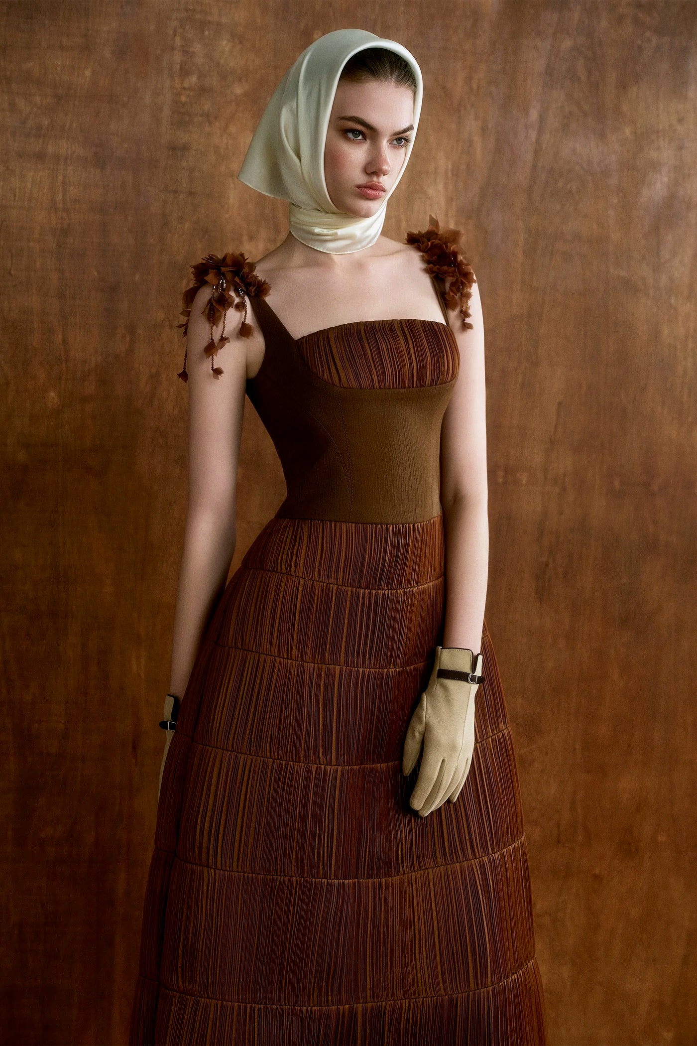 CICI Brown Elegant Vacation Terrina Strap-detail Midi Dress