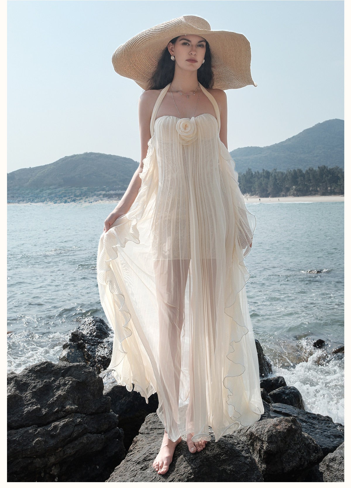 SHEERLUCK Brown Thessa Vacation Maxi Dress