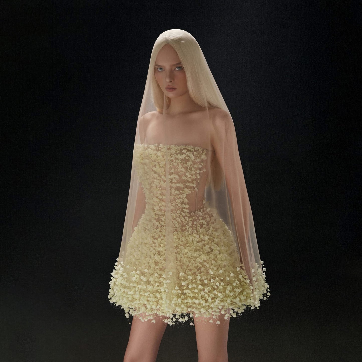 Montsand yellow Suzuran Haute Couture Mini Dress