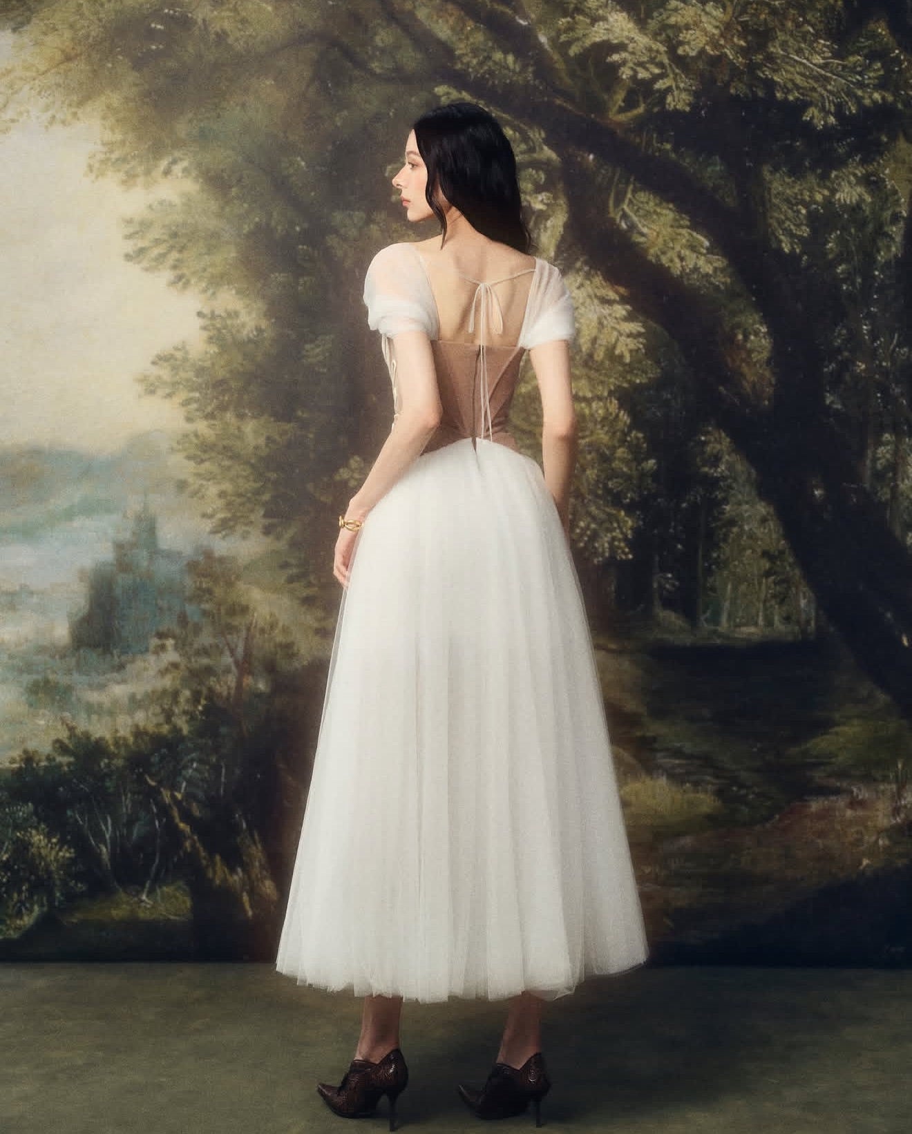 LINHPHUNG White Gauze Cortena Midi Dress