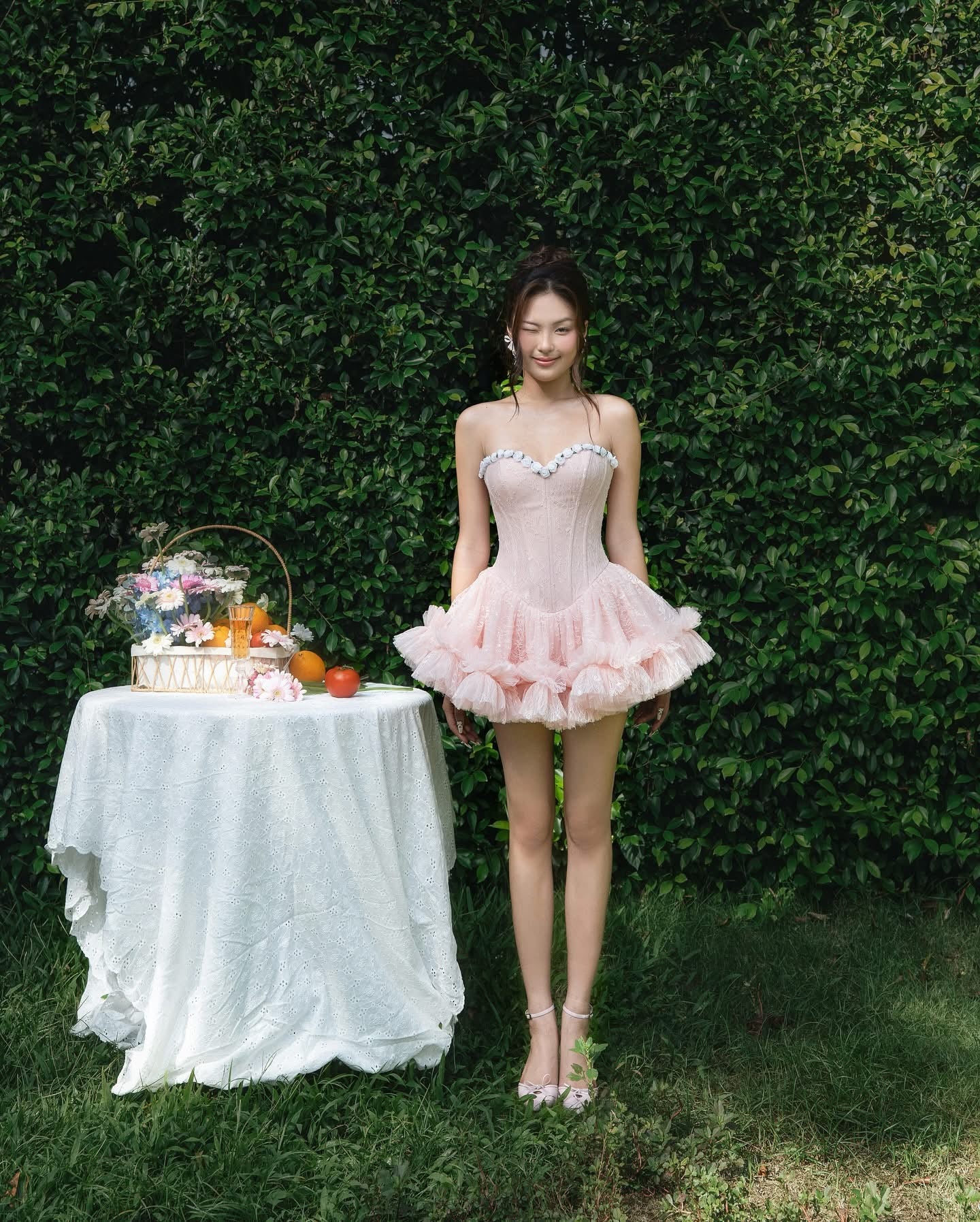 LANE CI Pink Bloom Mini Dress