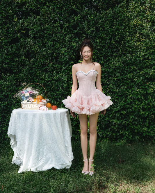 LANE CI Pink Bloom Mini Dress