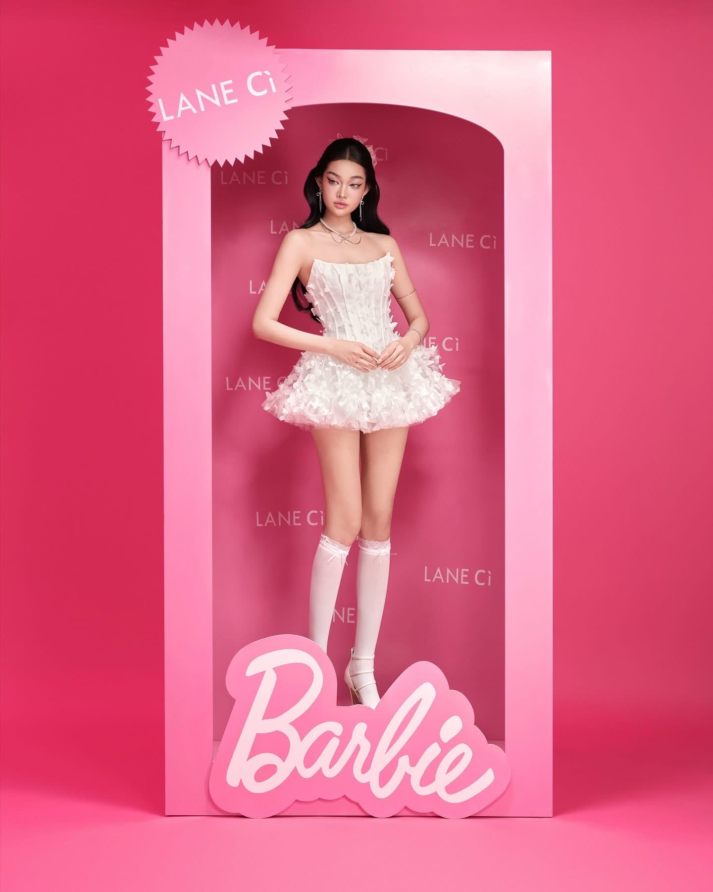 LANE CI Pink Swan Mini Dress