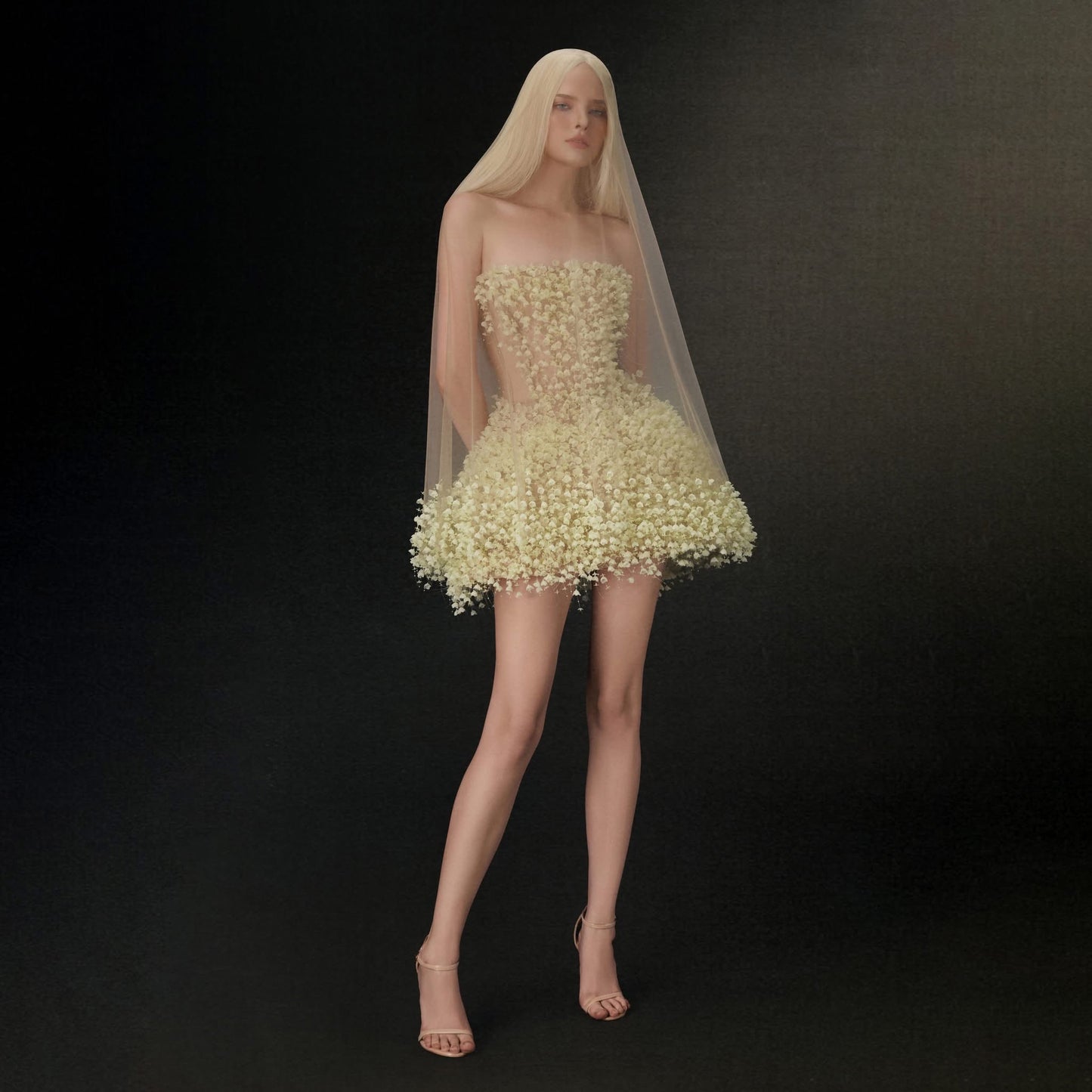 Montsand yellow Suzuran Haute Couture Mini Dress