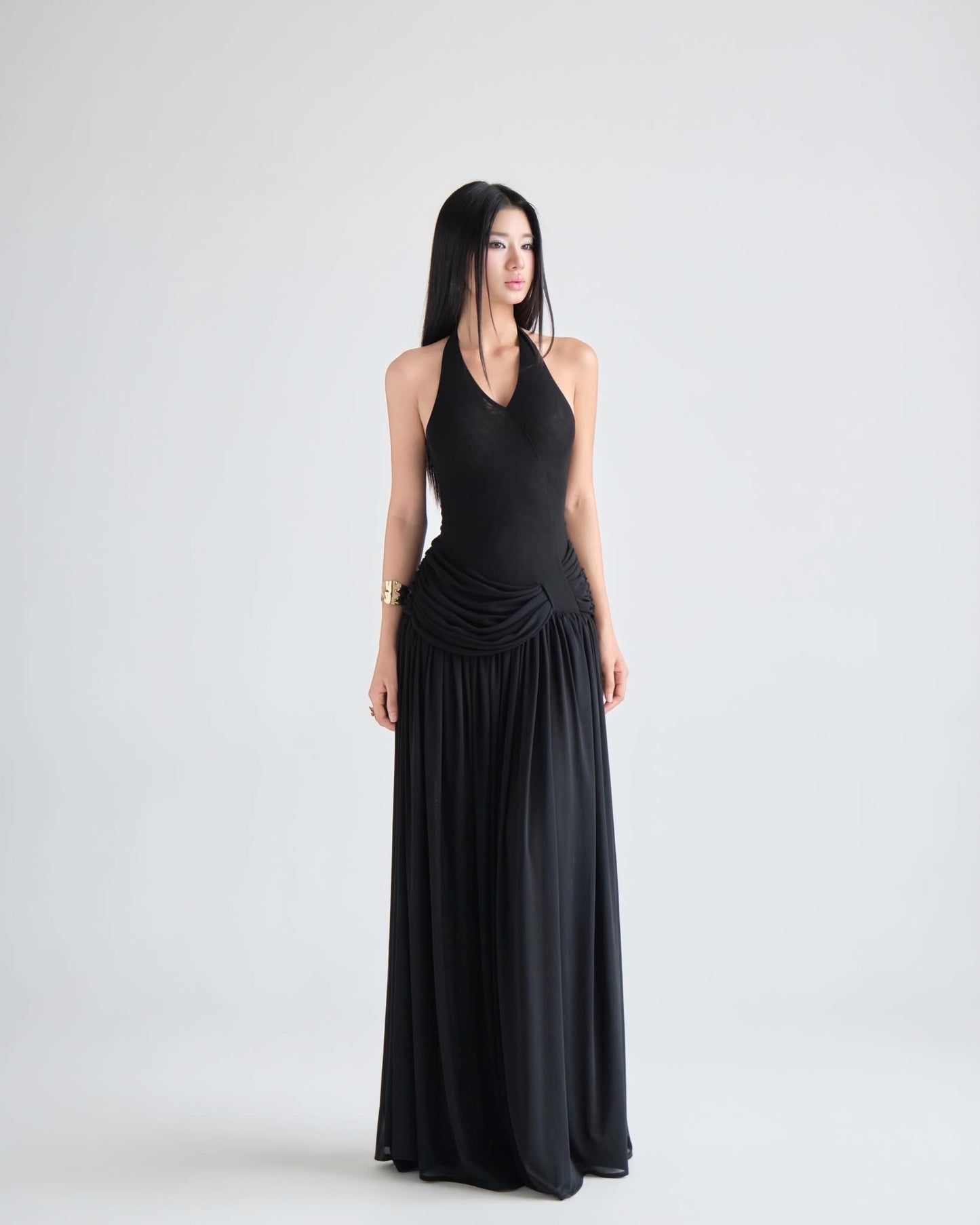DELICIAE Cream Knit Lydia Maxi Dress