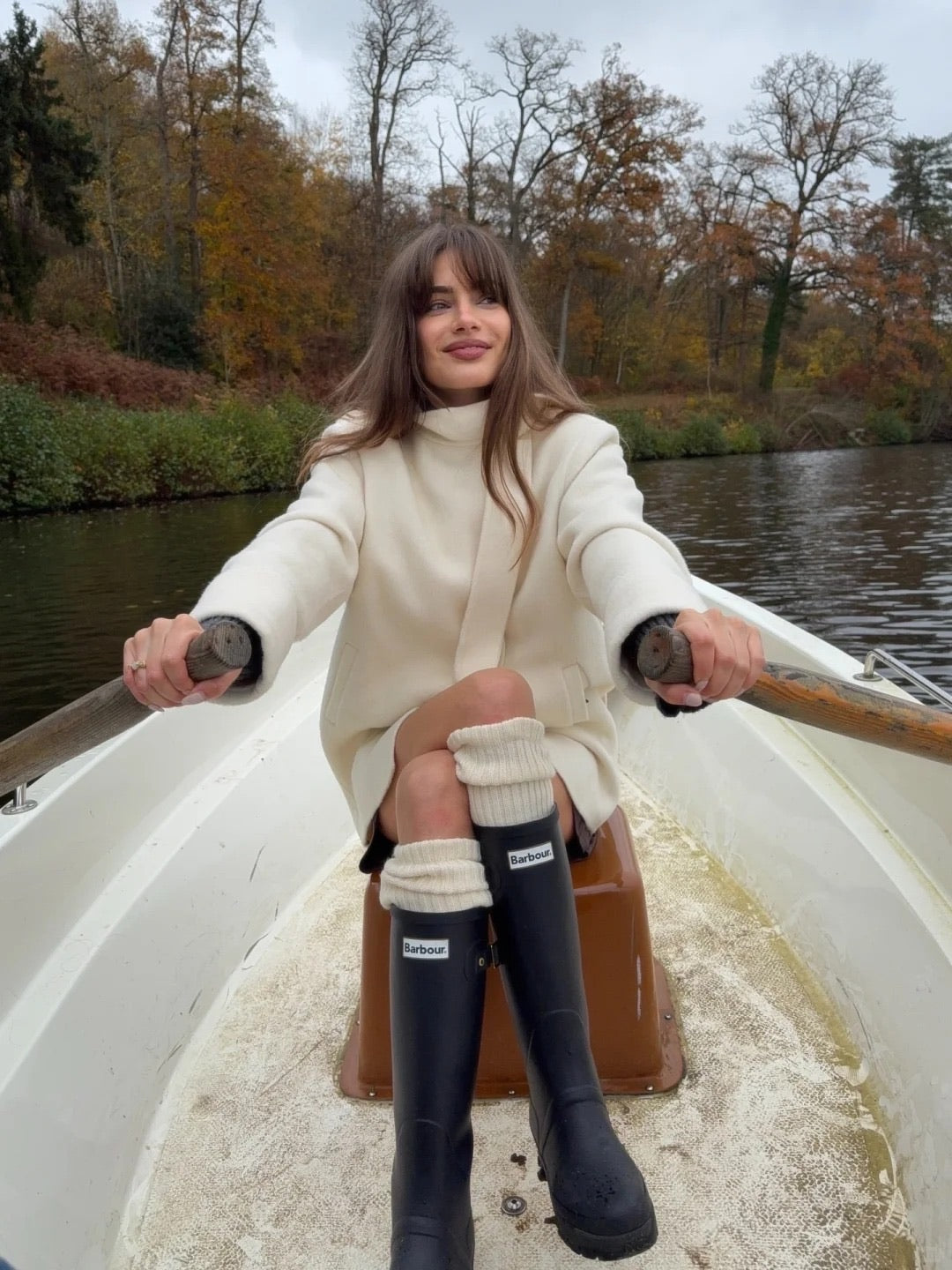 Nana Jacqueline White Pattern Wool Coat