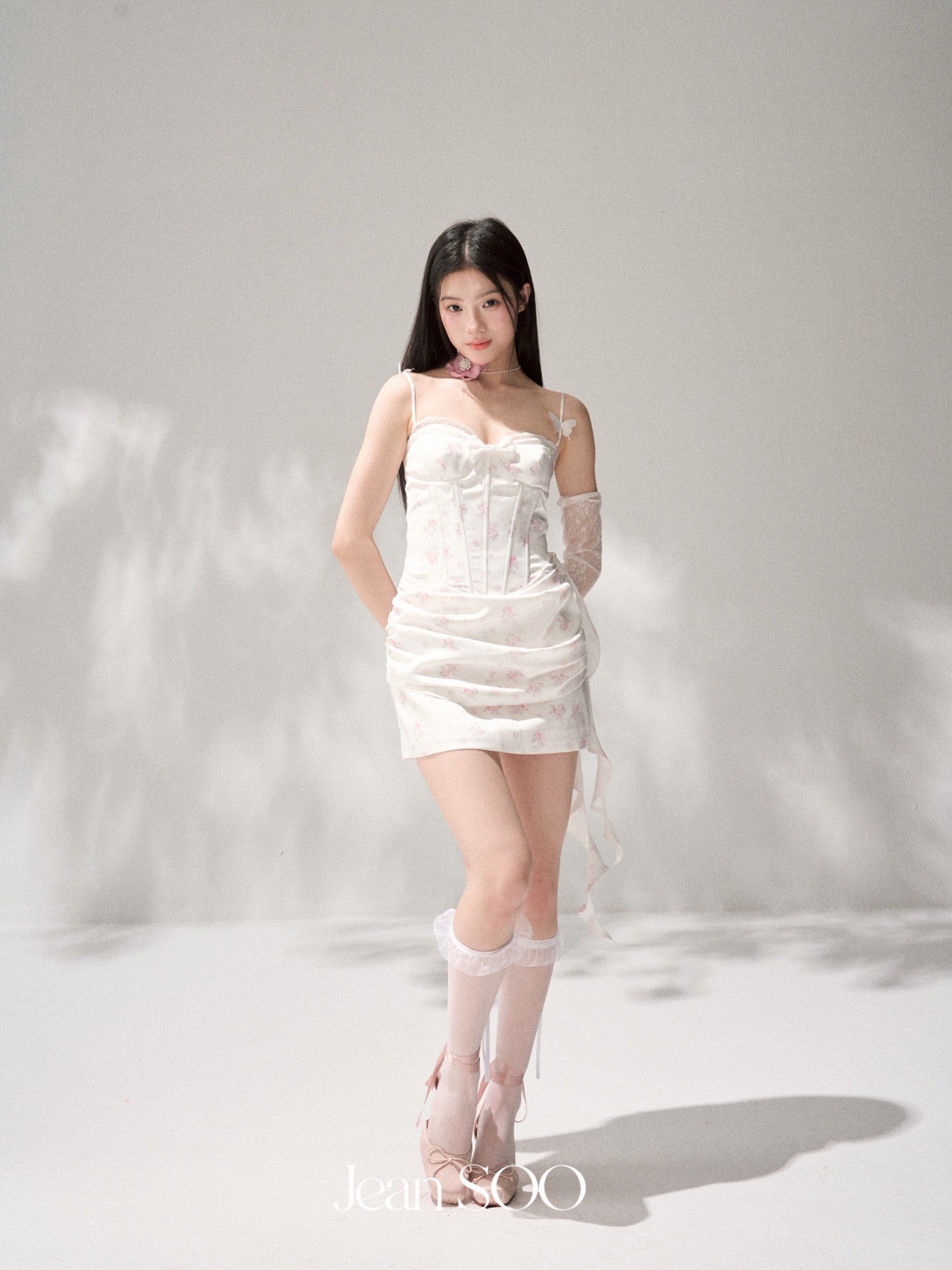 JEAN SOO Sweet Vacation White Butterfly Mini Dress