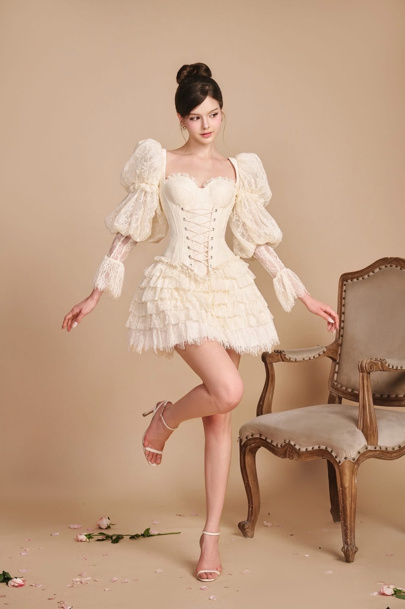 SISSY NATION Sweet Elegant Fairycore White J'adore Corset Top & Skirt