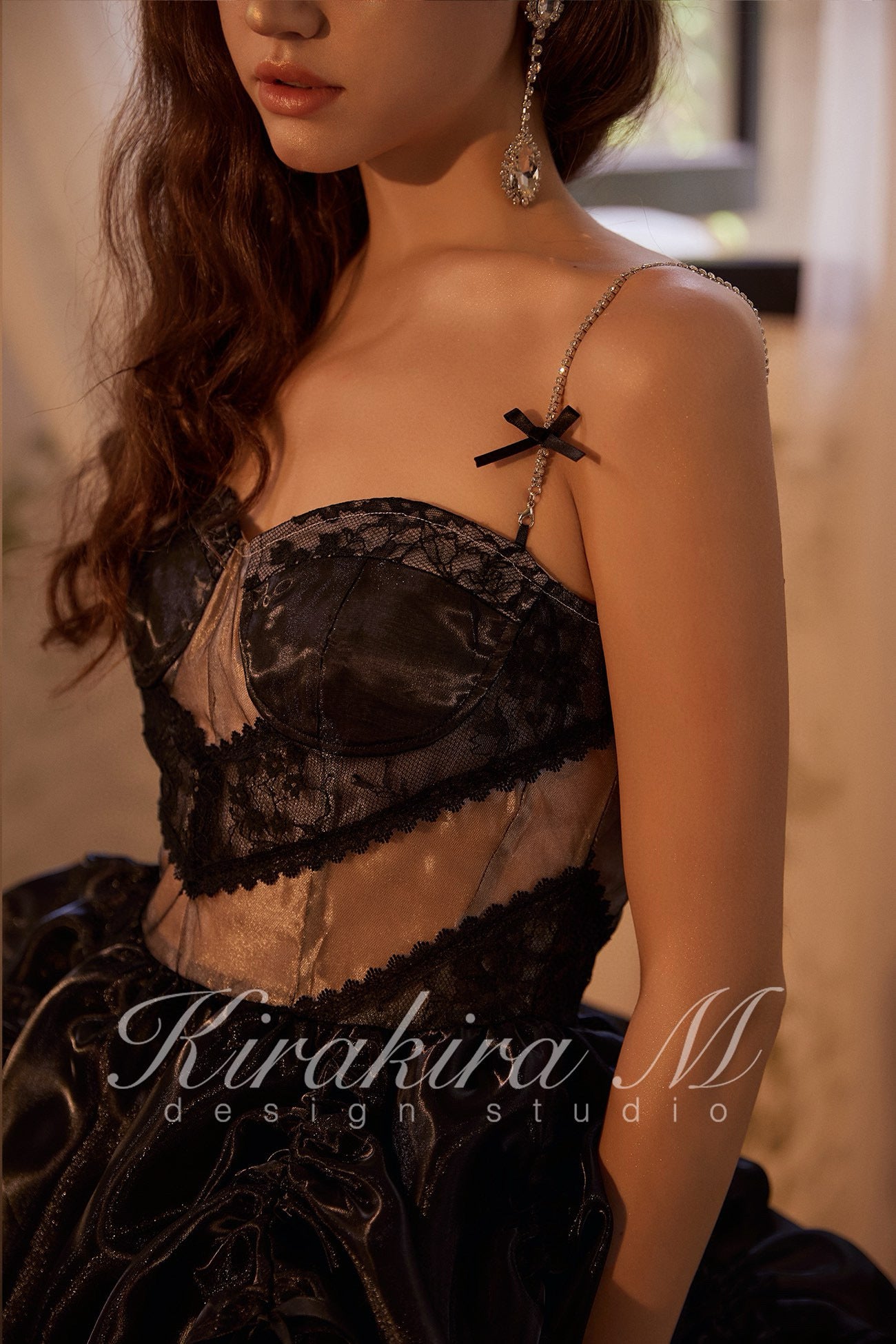 KIRAKIRA M Black Lace Puffy Mini Dress