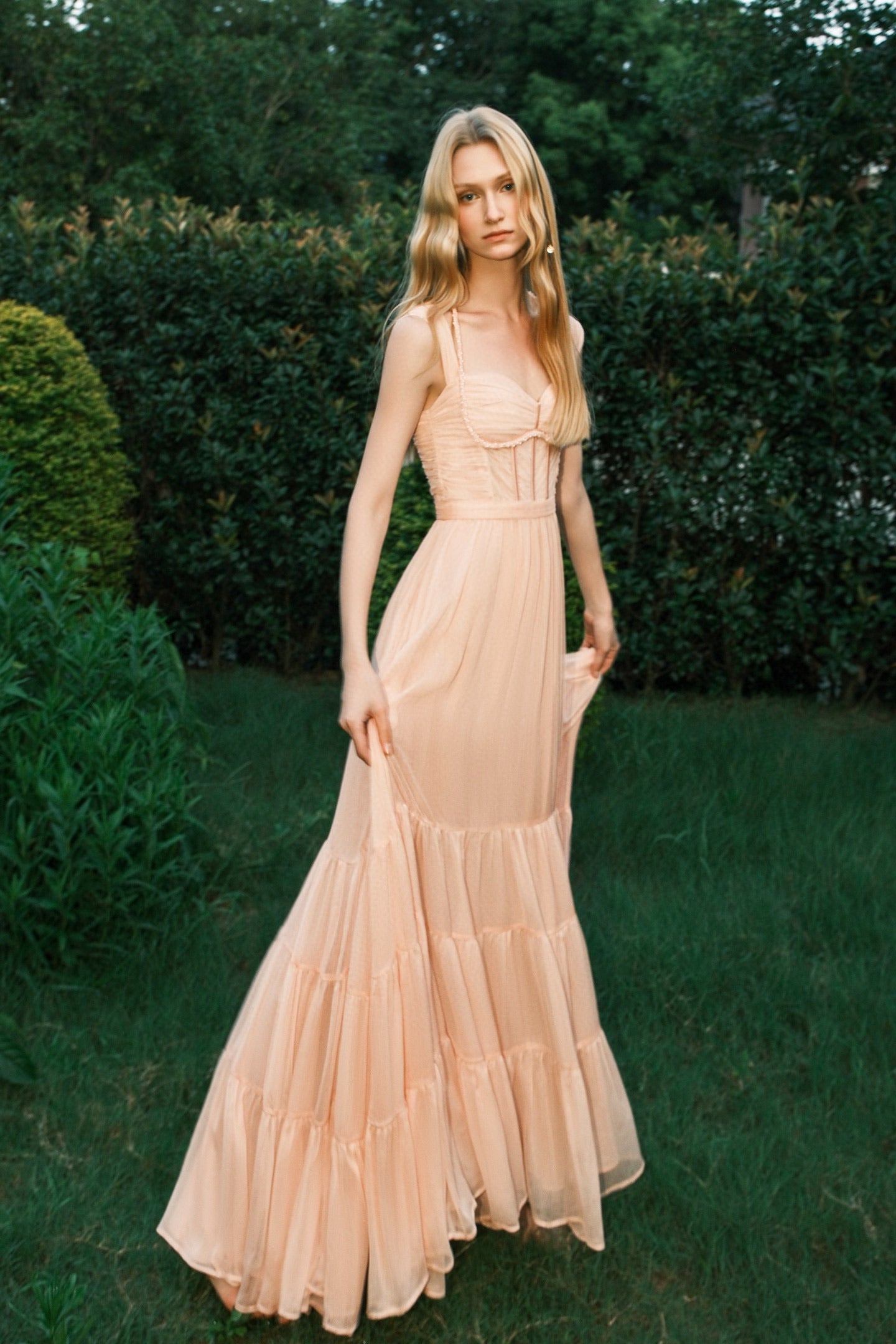 SHEERLUCK Brown Maxi Dress