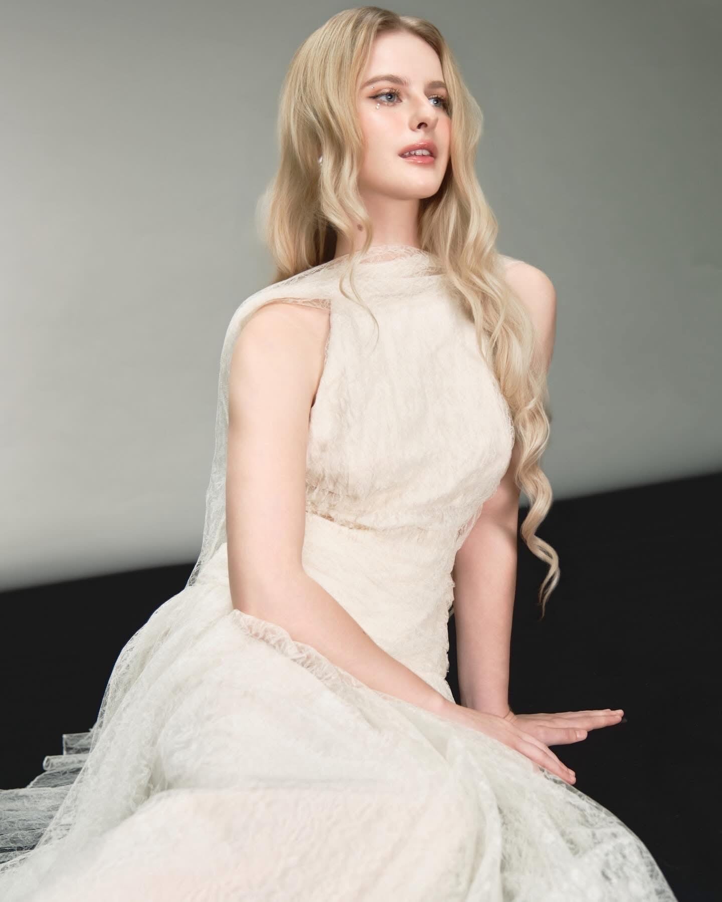DELICIAE Pink Minimalist Josephine Maxi Dress