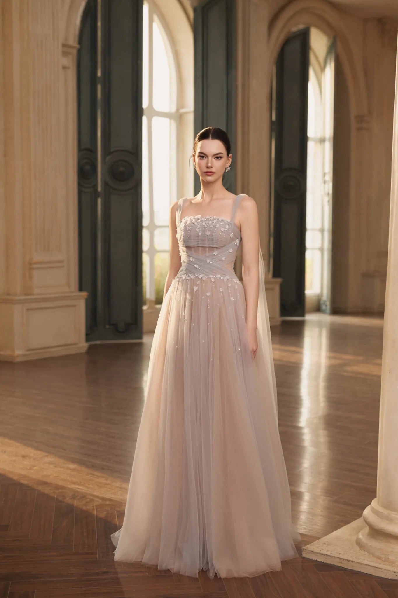 JOSEPHINE Blue Elegant Floral Martha Maxi Dress