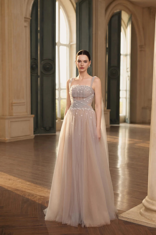 JOSEPHINE Blue Elegant Floral Martha Maxi Dress