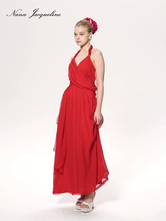 NANA JACQUELINE Red V-neck Maxi Dress