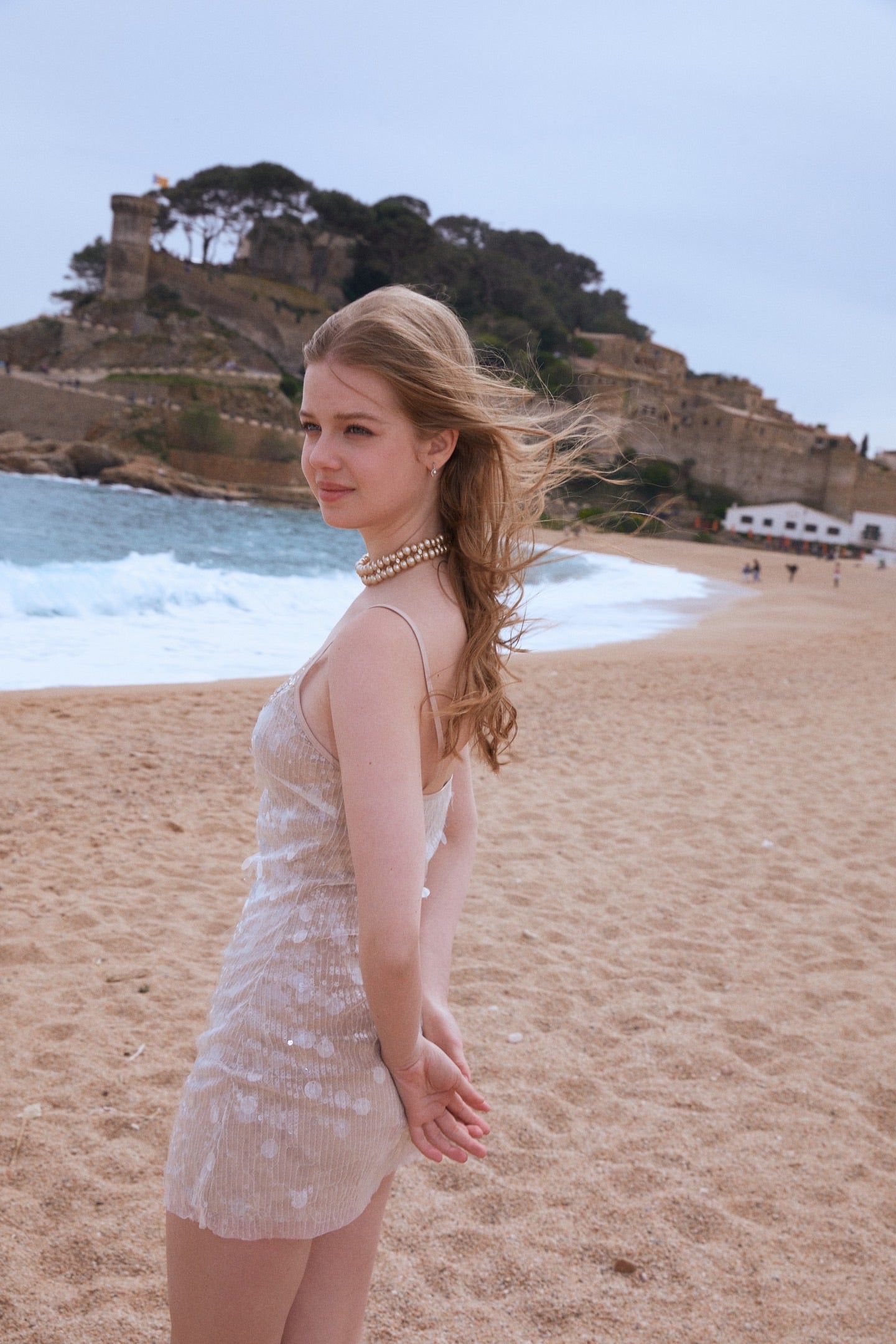 MINPURA Sliver V-neck Sequins Mini Dress