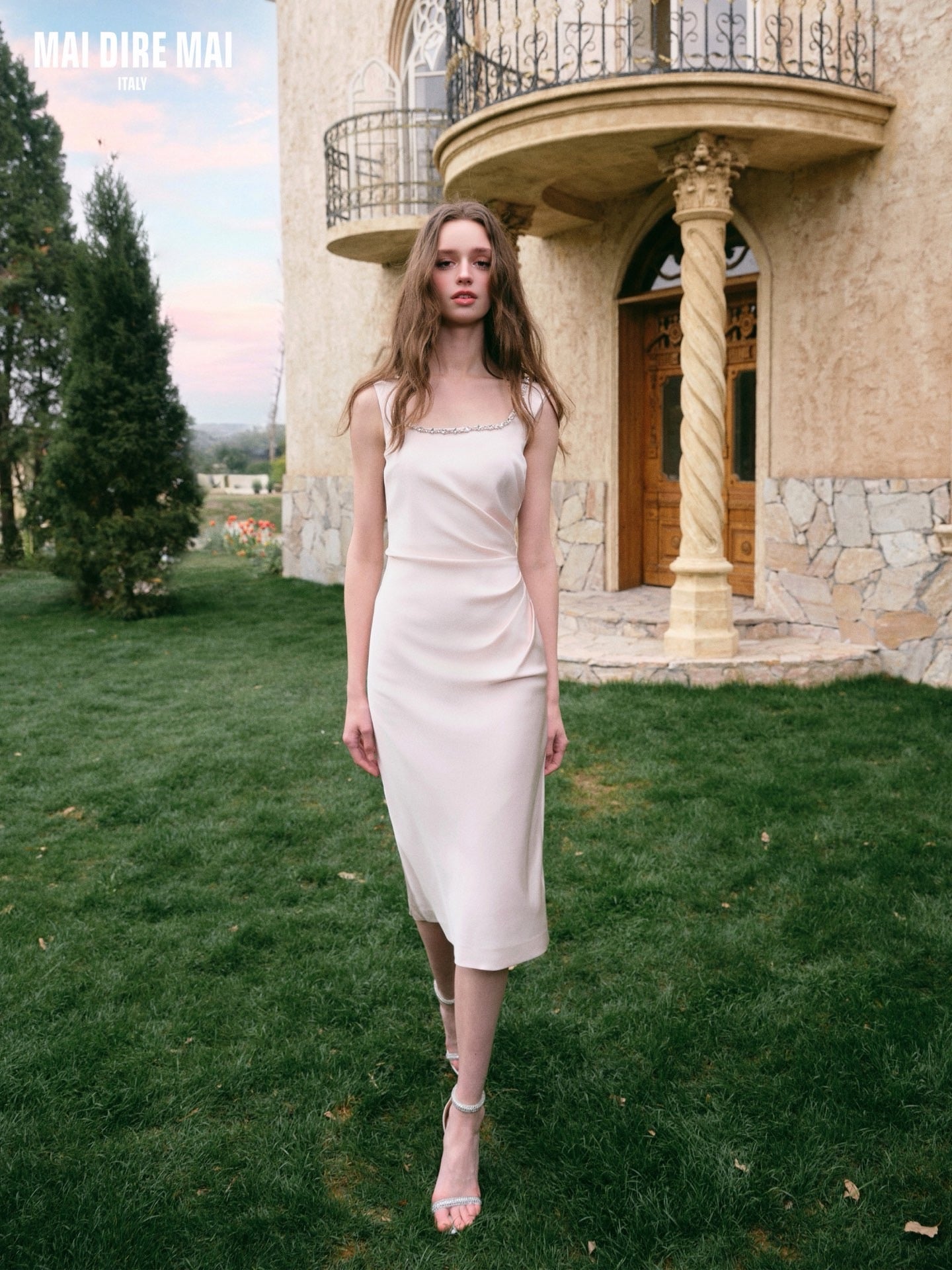 MAI DIRE MAI Sweet Elegant Graduation Pink Midi Dress