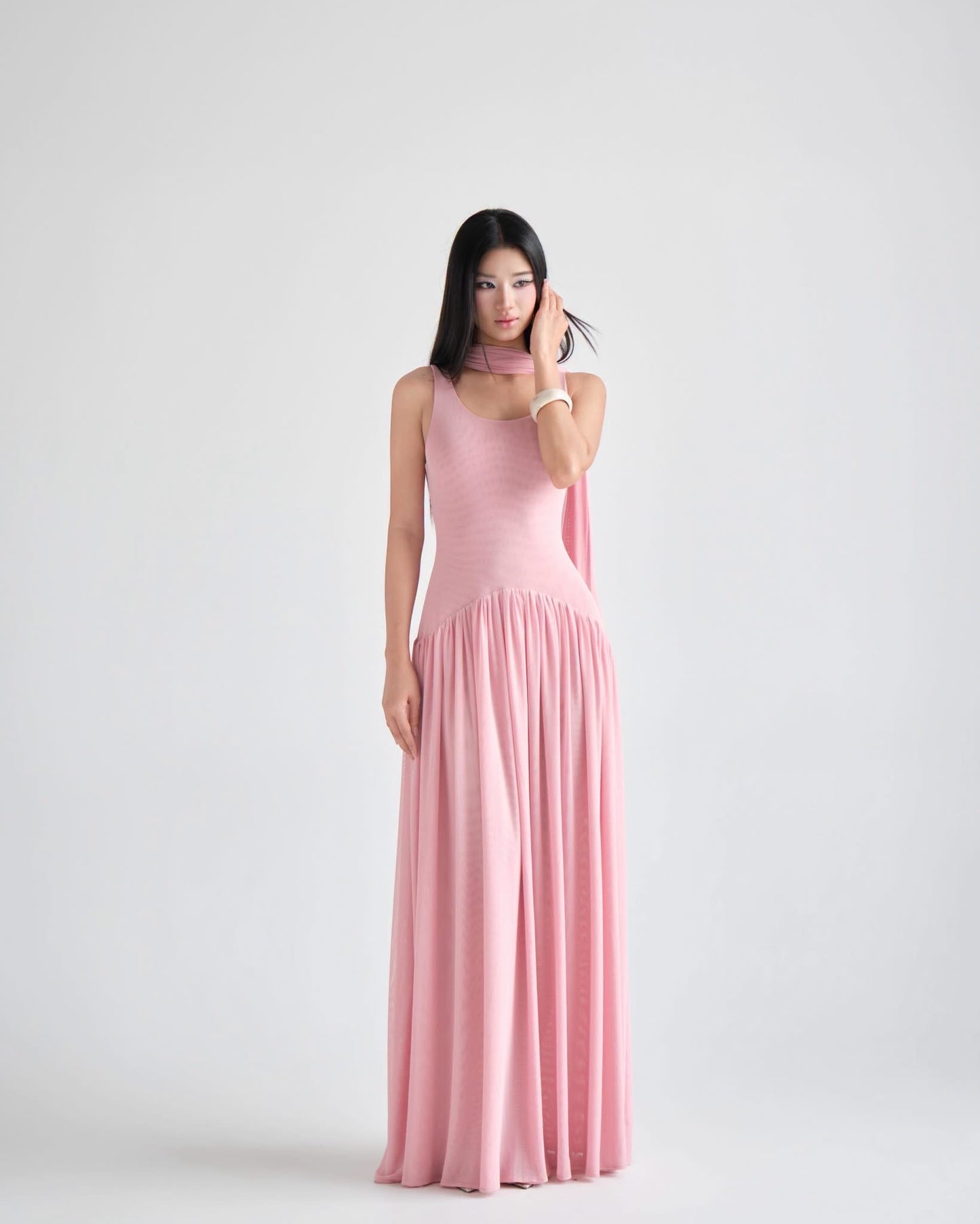 DELICIAE Pink Knit Daliah Maxi Dress