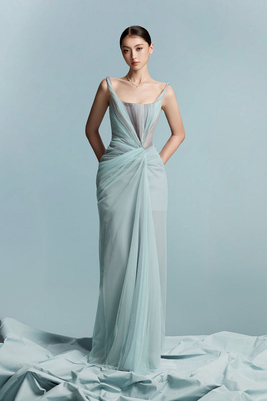 BYDI Elegant Minimalist Blue Kayla Maxi Dress