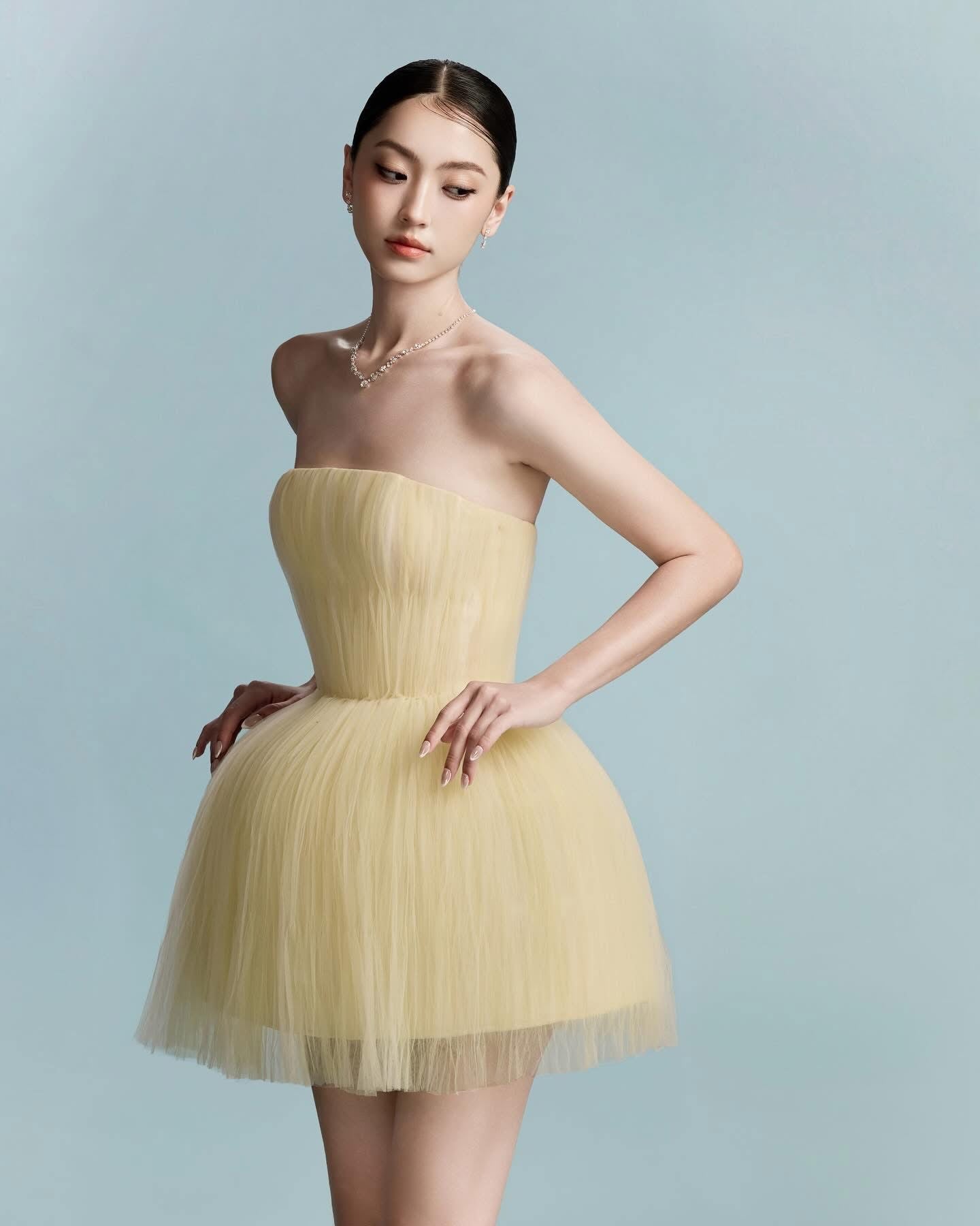 BYDI Fairycore Elegant Sweet Yellow Muse Mini Dress