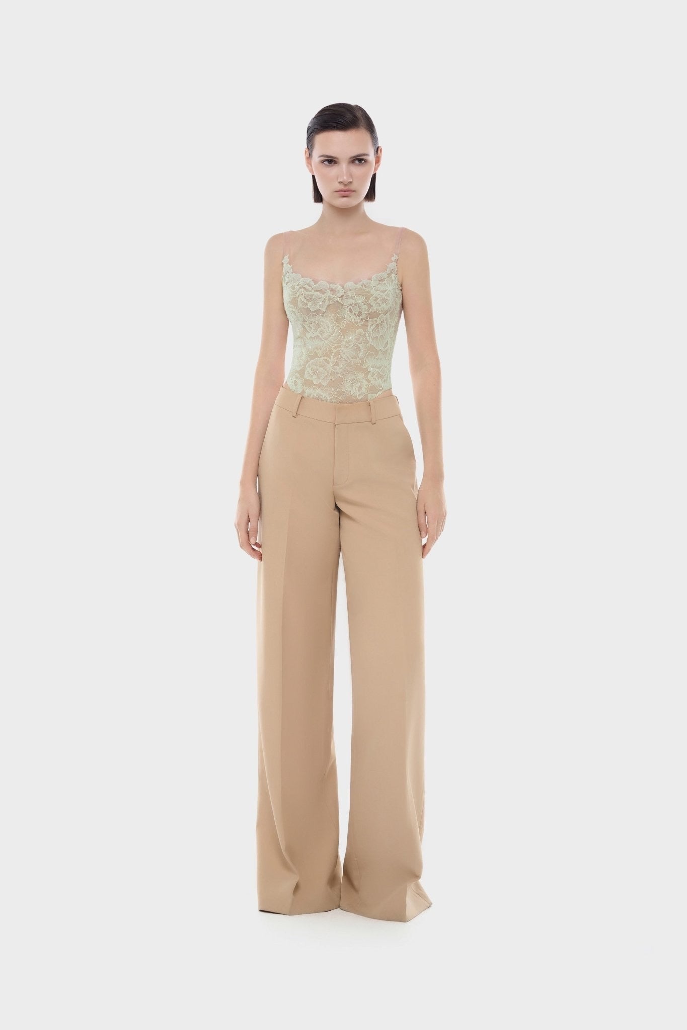 MONTSAND Nude Vacation Elegant Sheer Lace Top