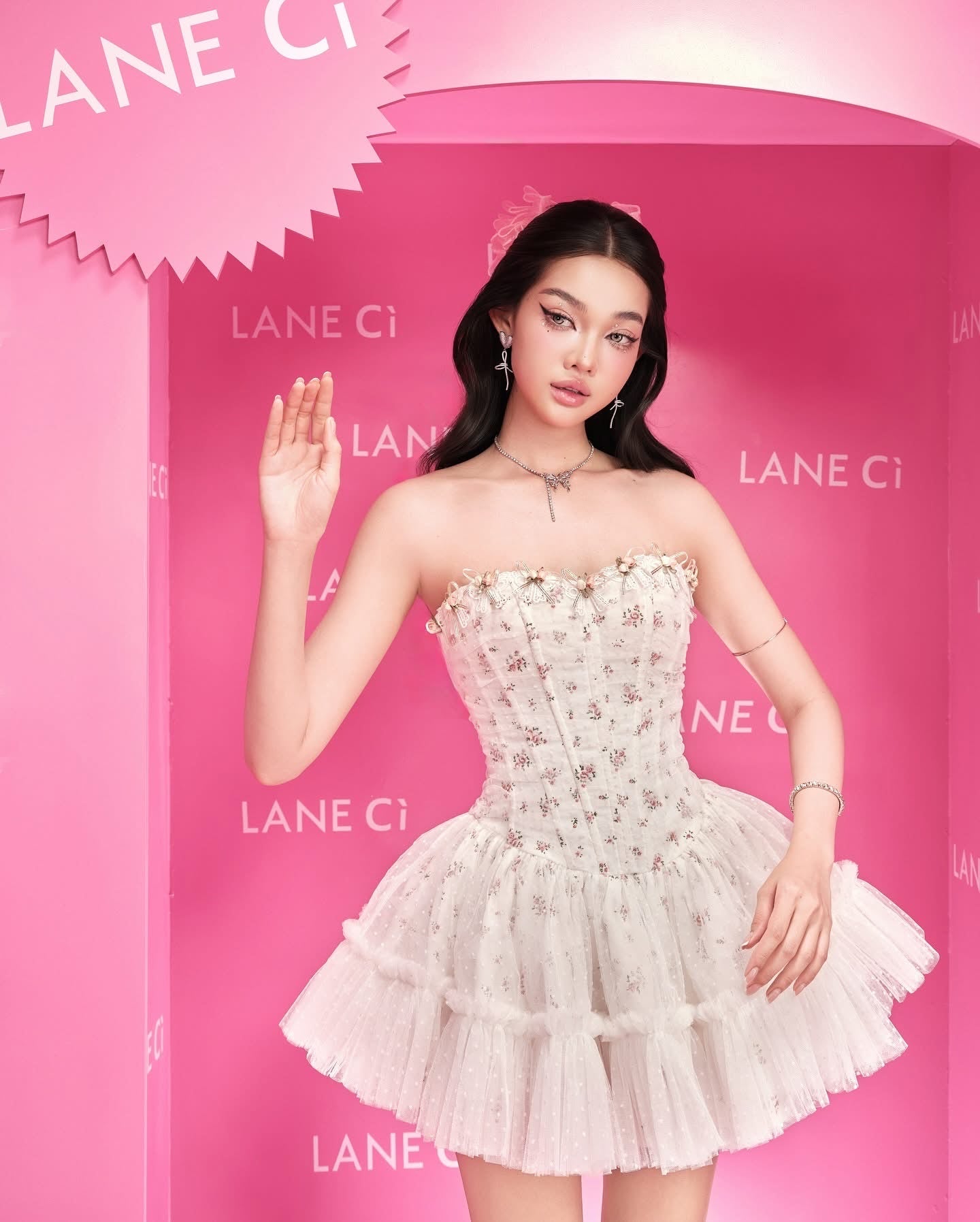 LANE CI White Moudy Mini Dress