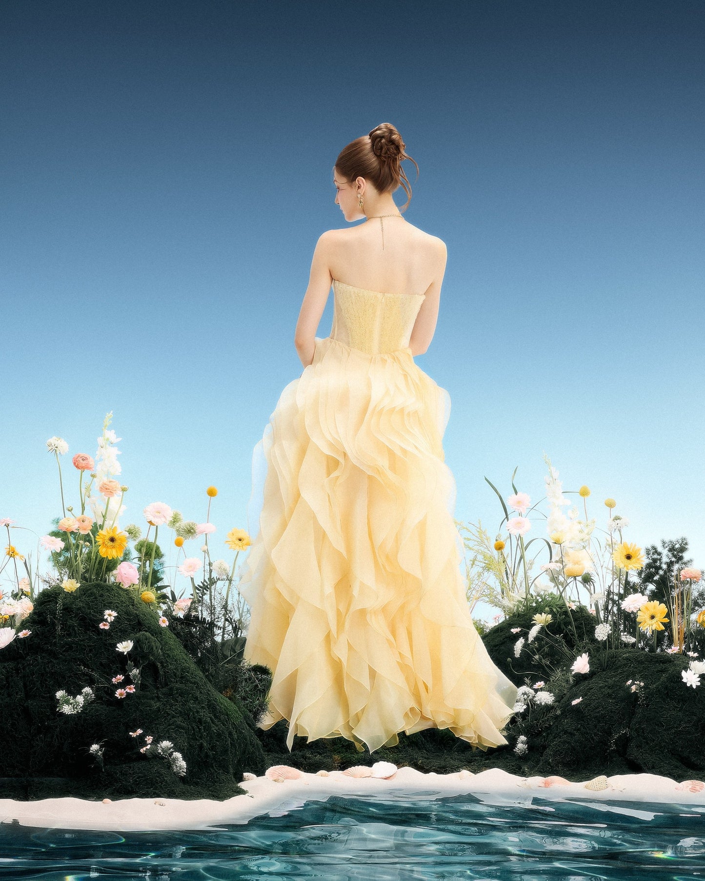 LINH PHUNG Elegant Fairycore Yellow Marea Maxi Dress