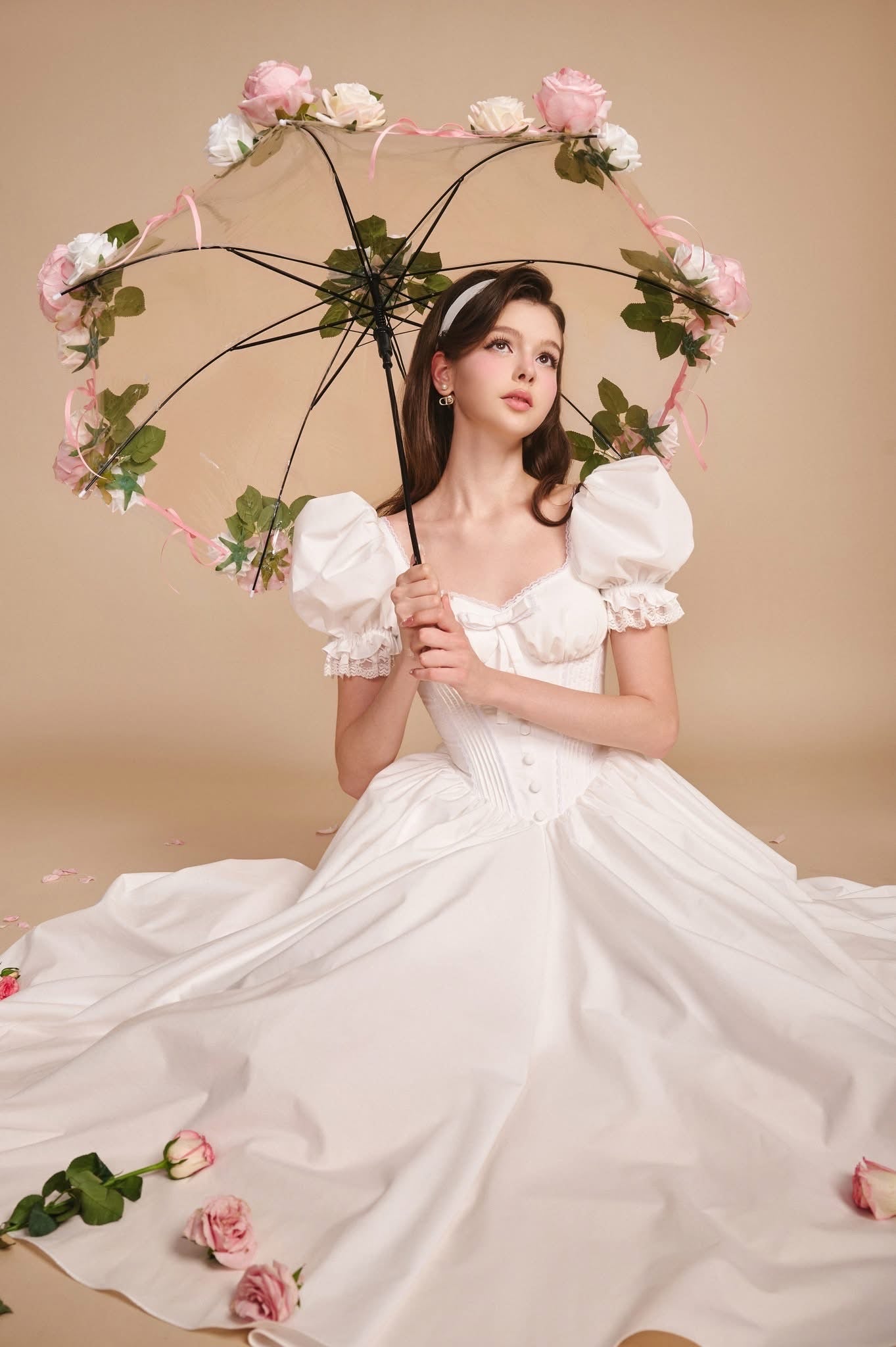 SISSY NATION Sweet Elegant Fairycore White Delina Corset Midi Dress