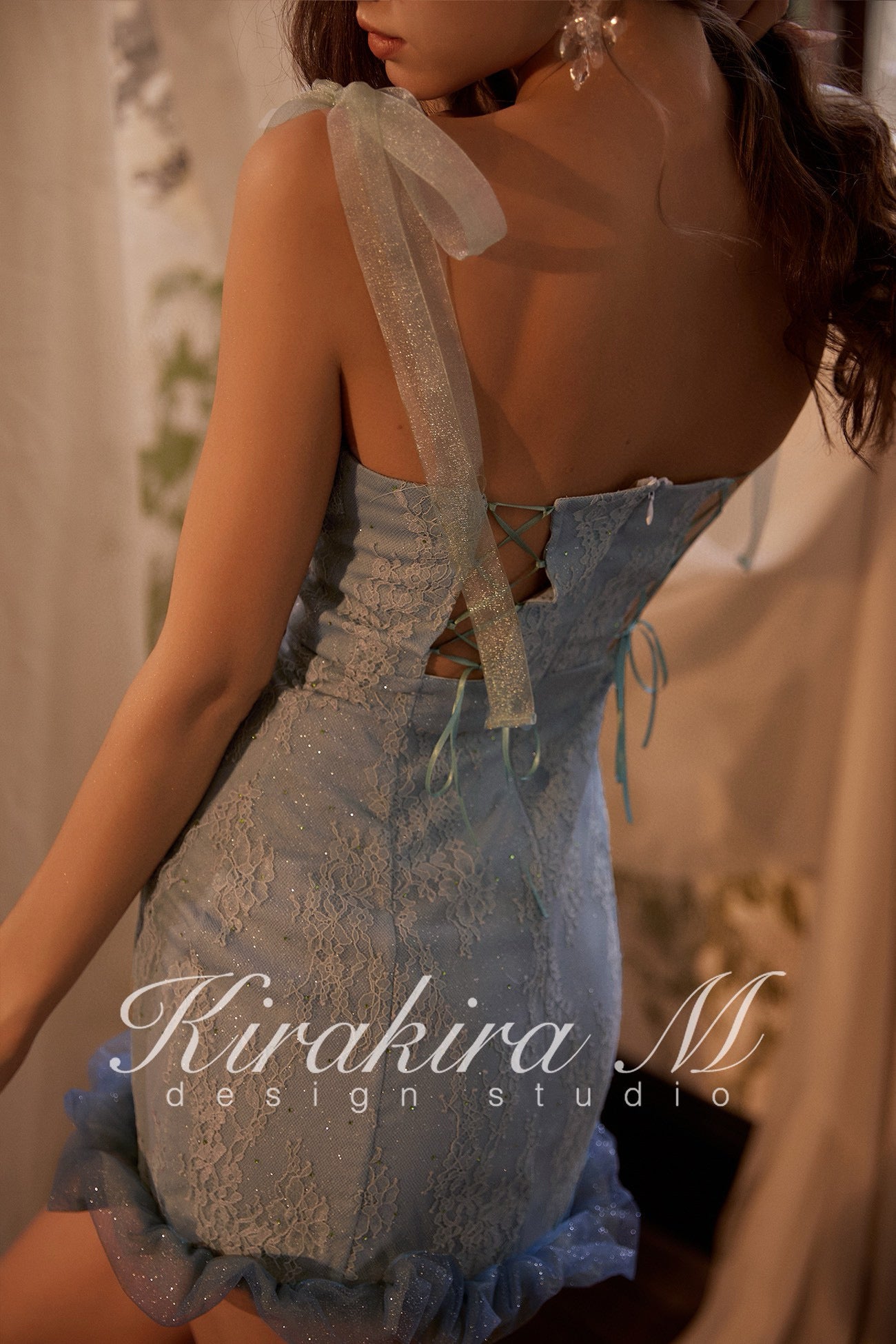 KIRAKIRA M Green Halter Mini Dress