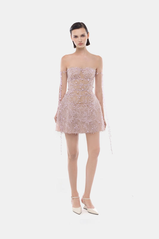 MONTSAND Purple Vacation Elegant Floral String Mini Dress