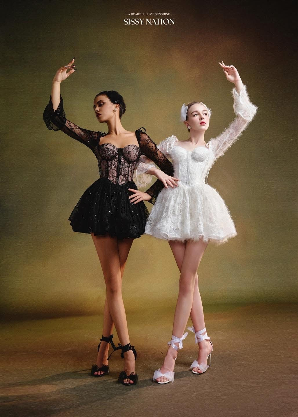 Sissy Nation Black Lace Clover Corset Mini Dress