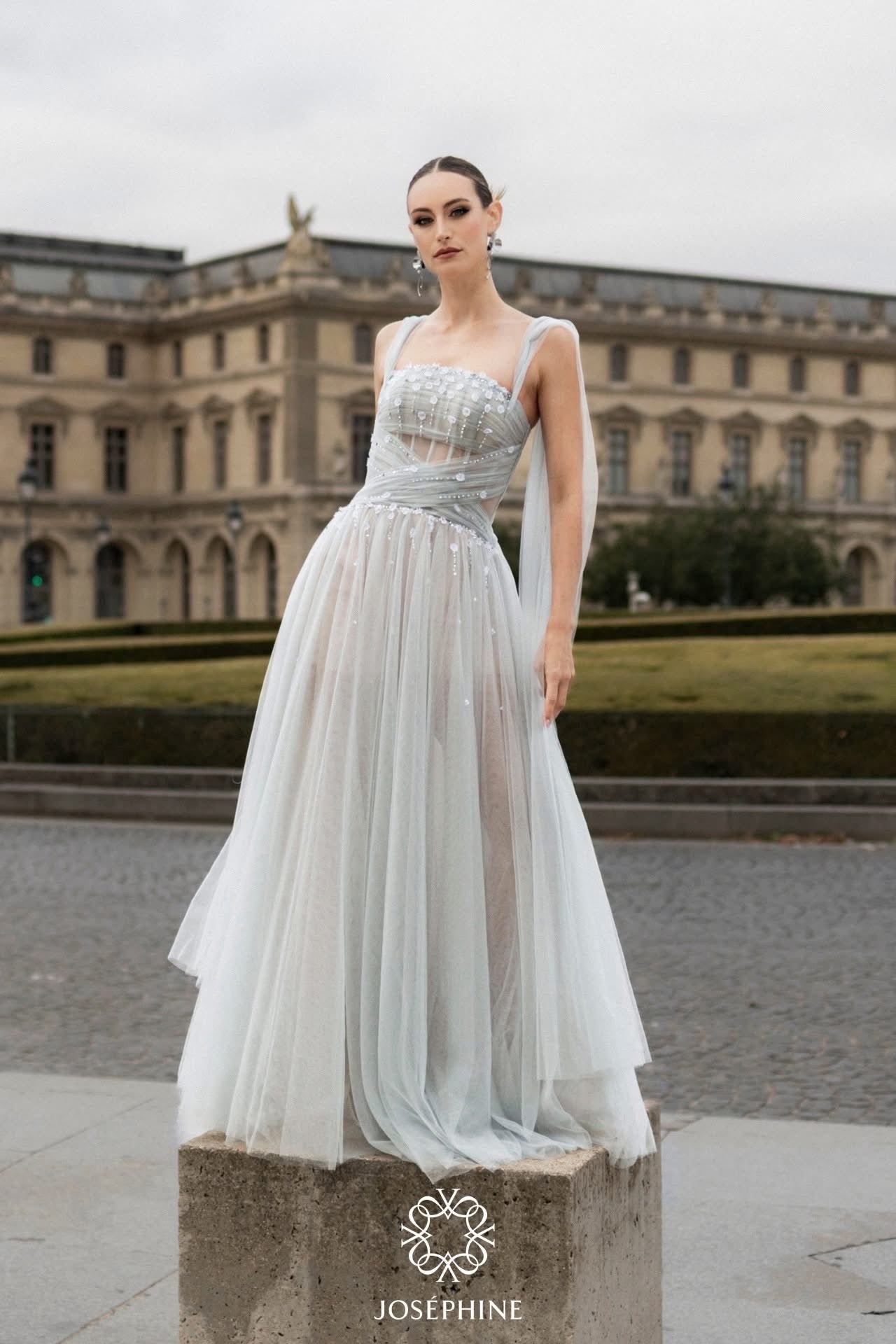 JOSEPHINE Blue Elegant Floral Martha Maxi Dress