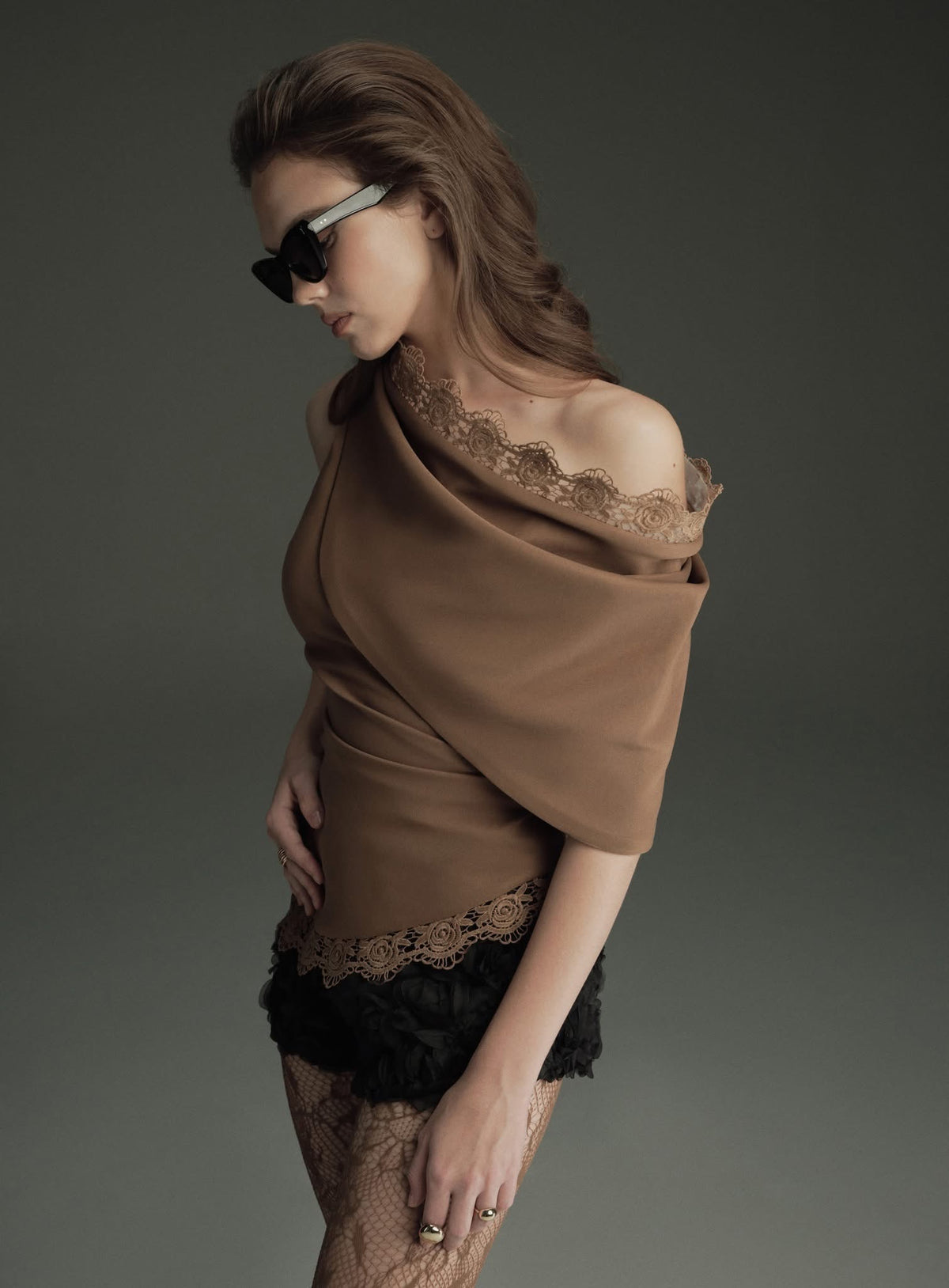 OIA STUDIOS Brown Vacation Formal Aily Top