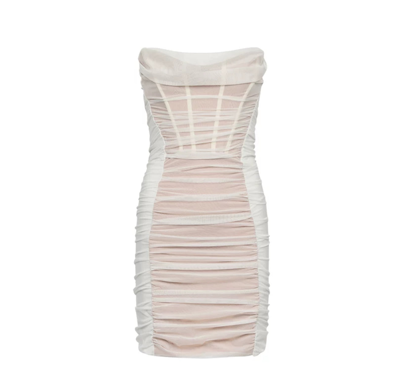 SHEERLUCK White Mesh Sheath Mini Dress