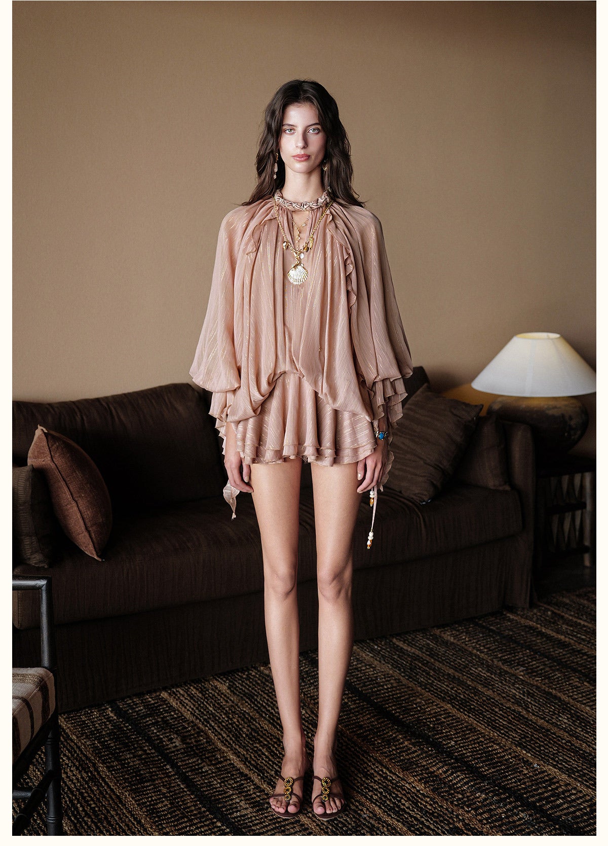 SHEERLUCK Vacation Fairycore Nude Murano Mini Dress