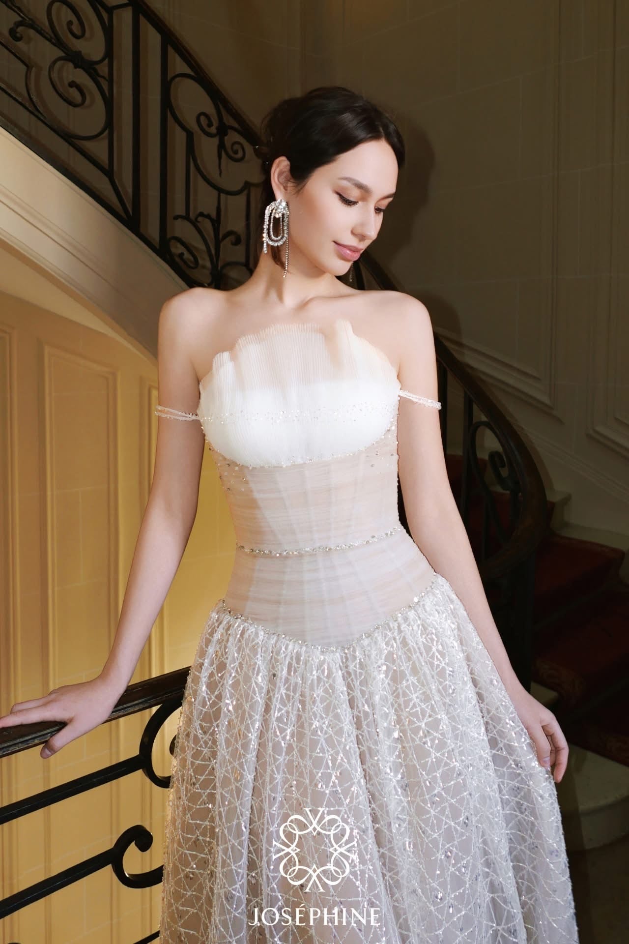 JOSEPHINE White Natlie Elegant Floral Maxi Dress