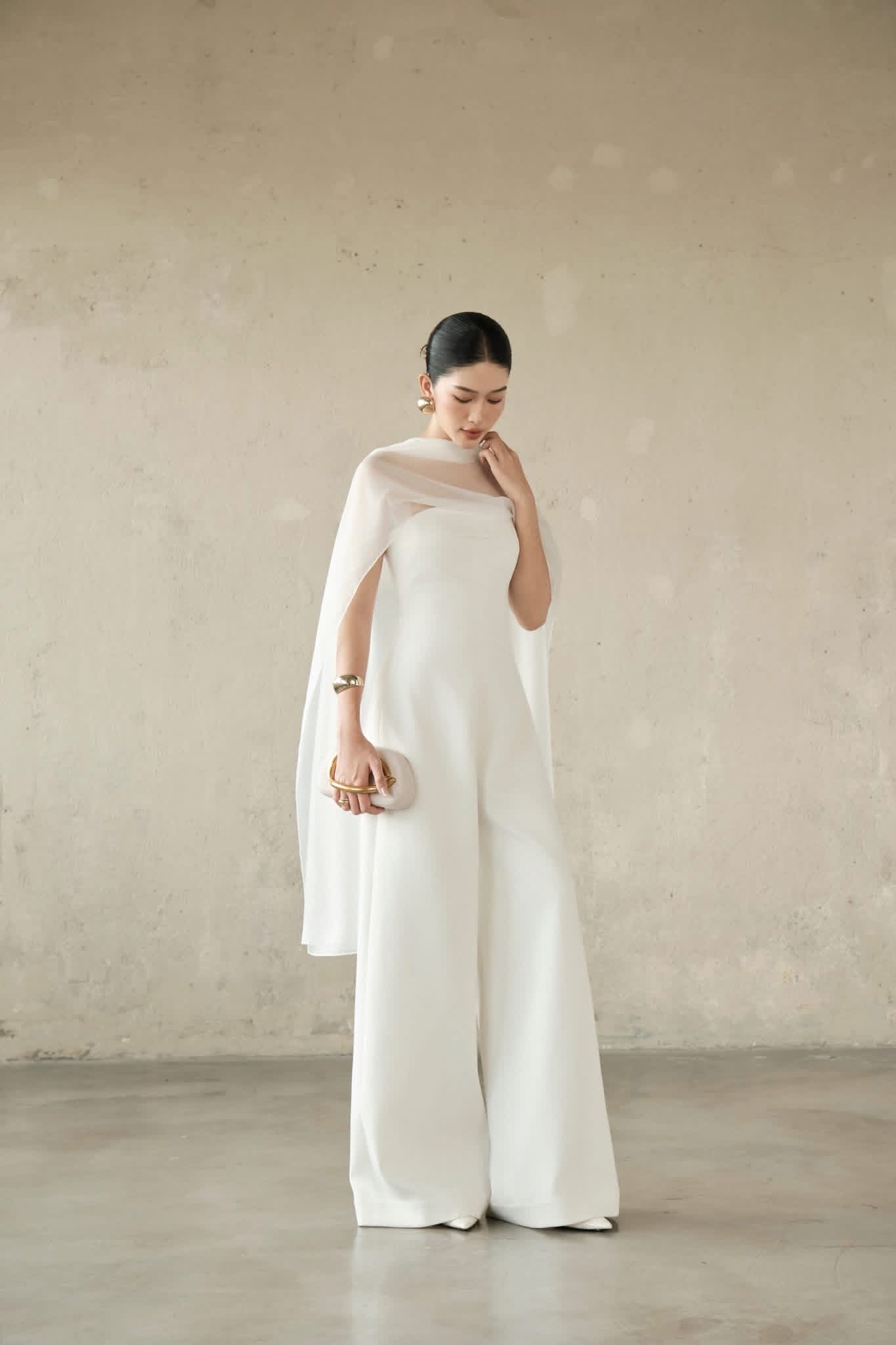 DELICIAE White Jane Jumpsuit Maxi Dress