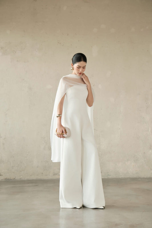 DELICIAE White Jane Jumpsuit Maxi Dress