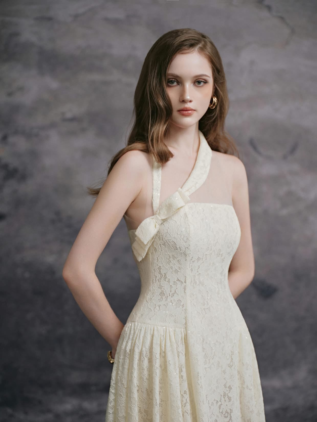 DELICATE Cream Maxi Dress