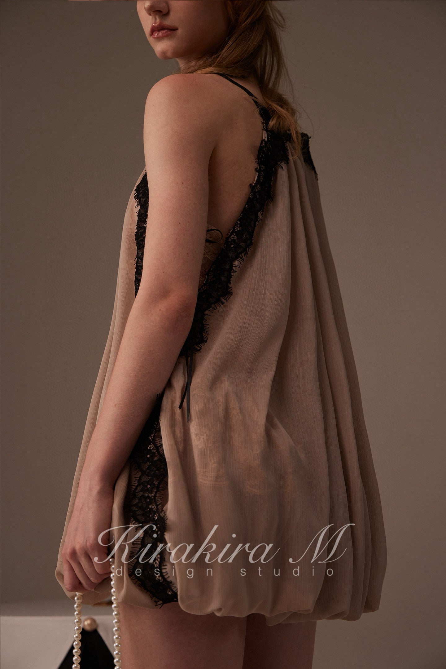 Kirakira M Nude Lace Mini Dress& Lace Innerwear