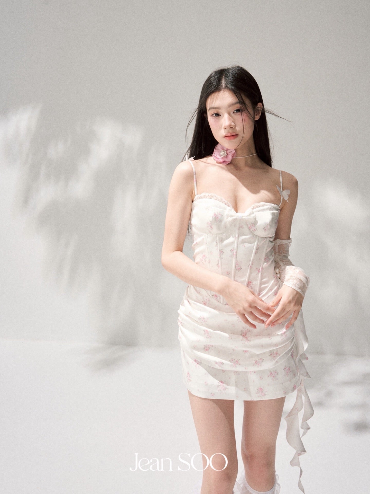 JEAN SOO Sweet Vacation White Butterfly Mini Dress